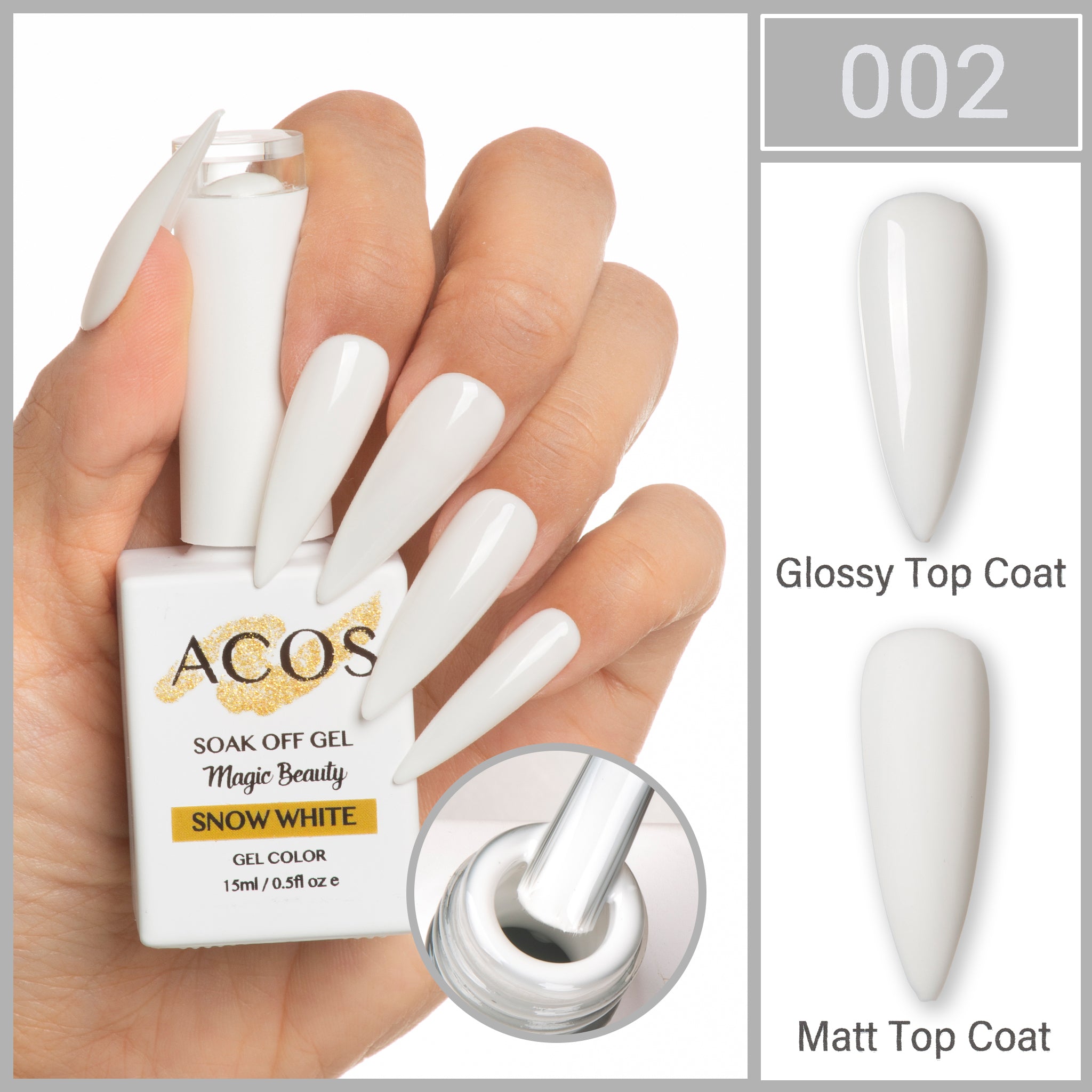 ACOS Magic Beauty Gel Polish Colour Snow White (002) - Lashmer