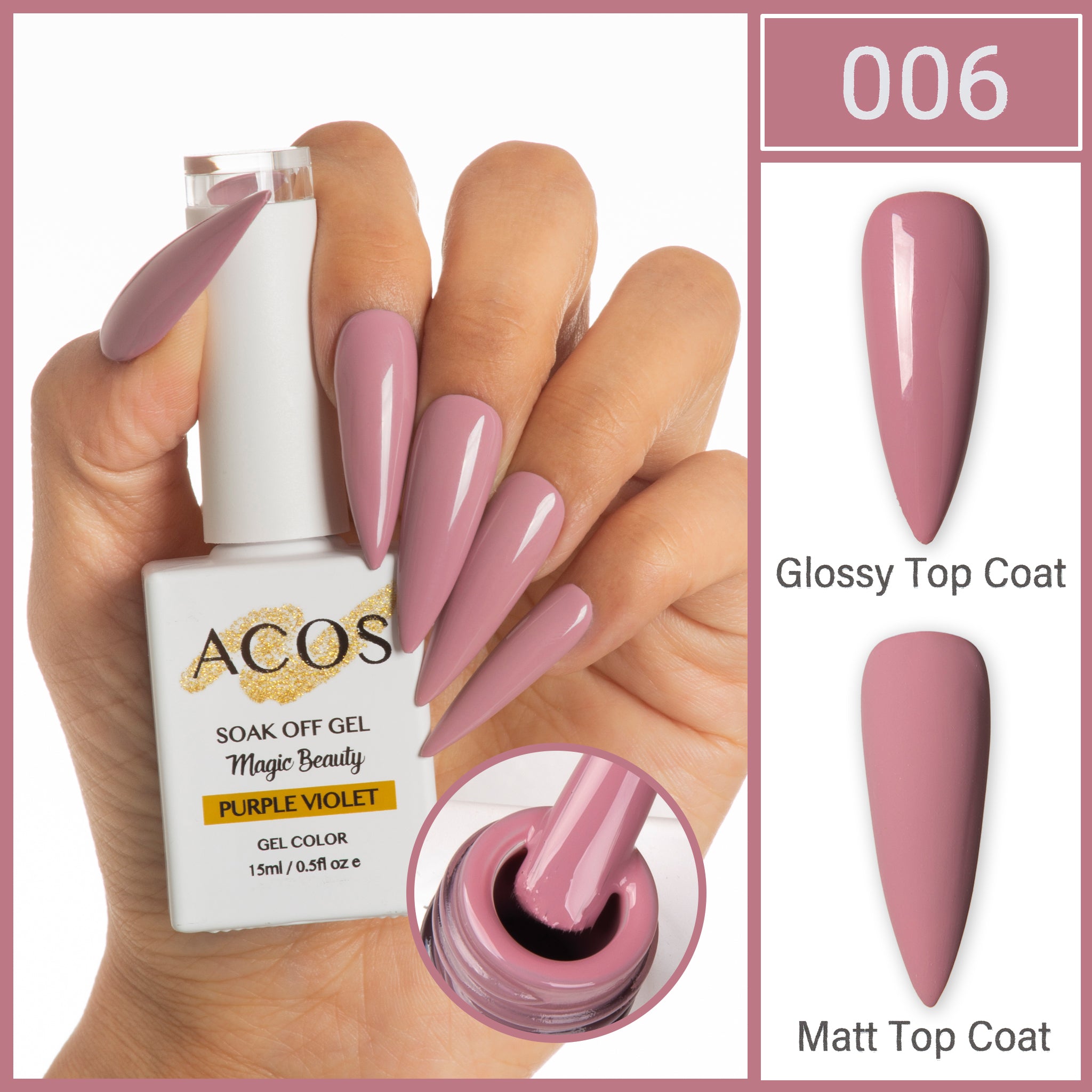 ACOS Magic Beauty Gel Polish Colour Purple Violet (006) - Lashmer