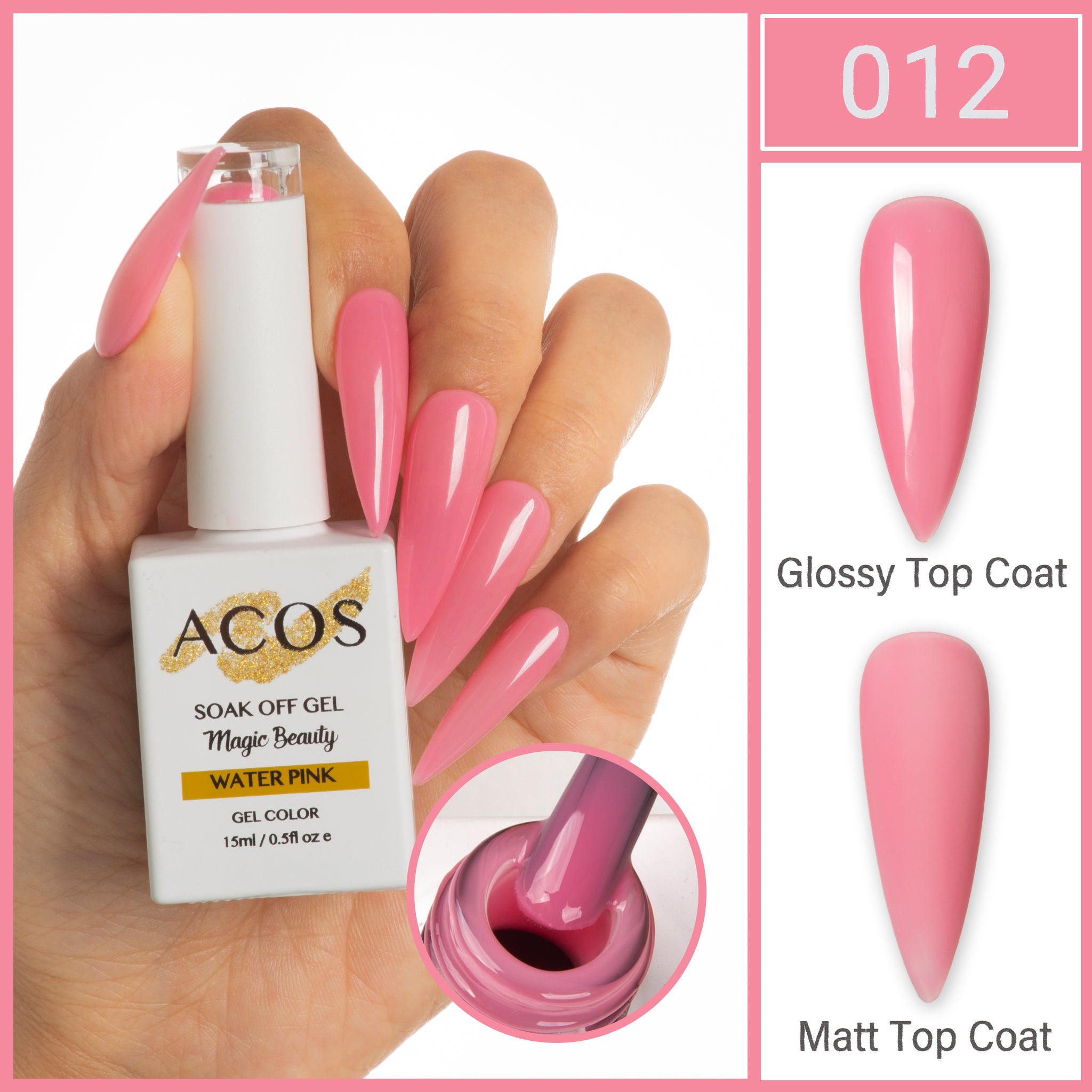 ACOS Magic Beauty Gel Polish Colour Water Pink - Lashmer