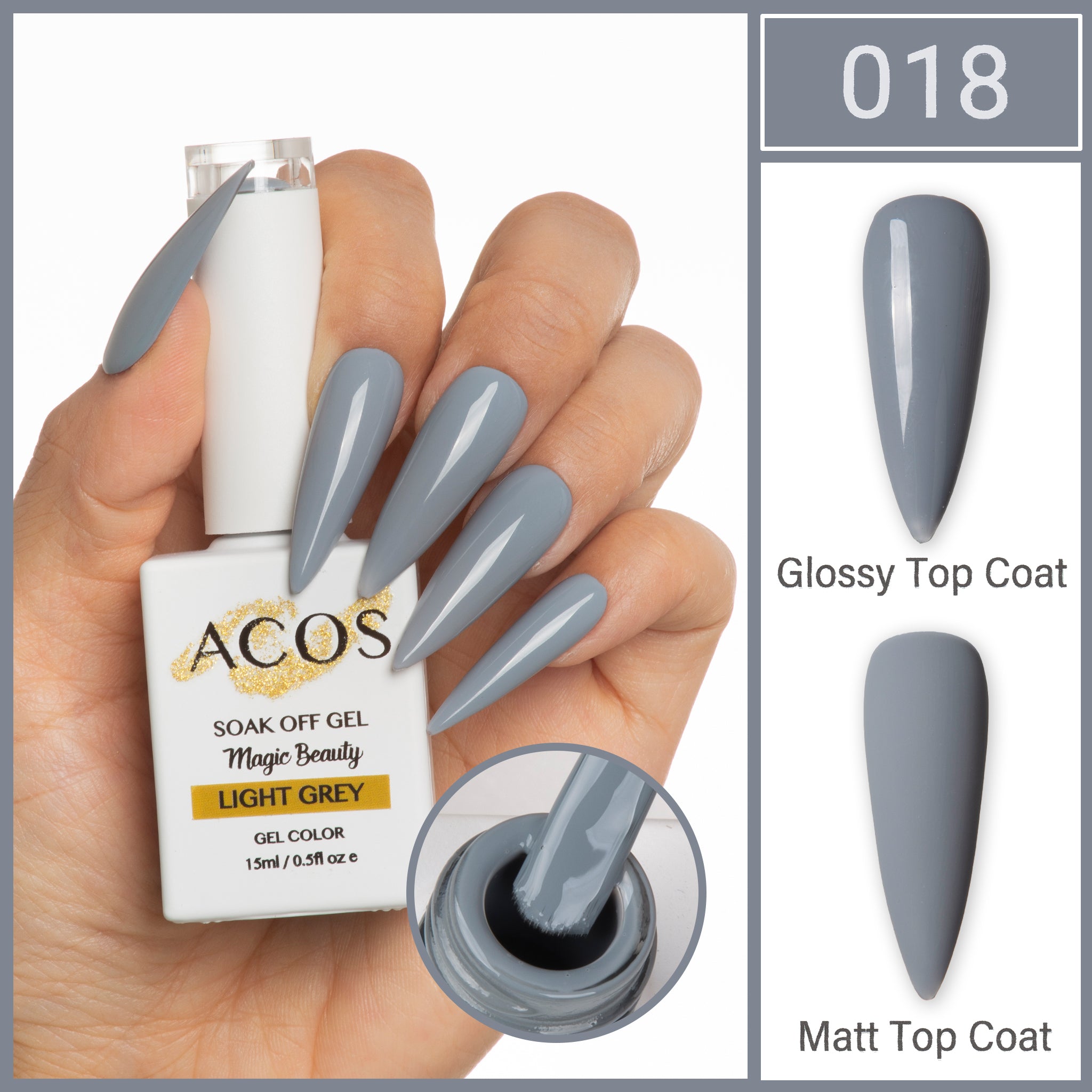 ACOS Magic Beauty Gel Polish Colour GRAYISH BLUE (018) - Lashmer