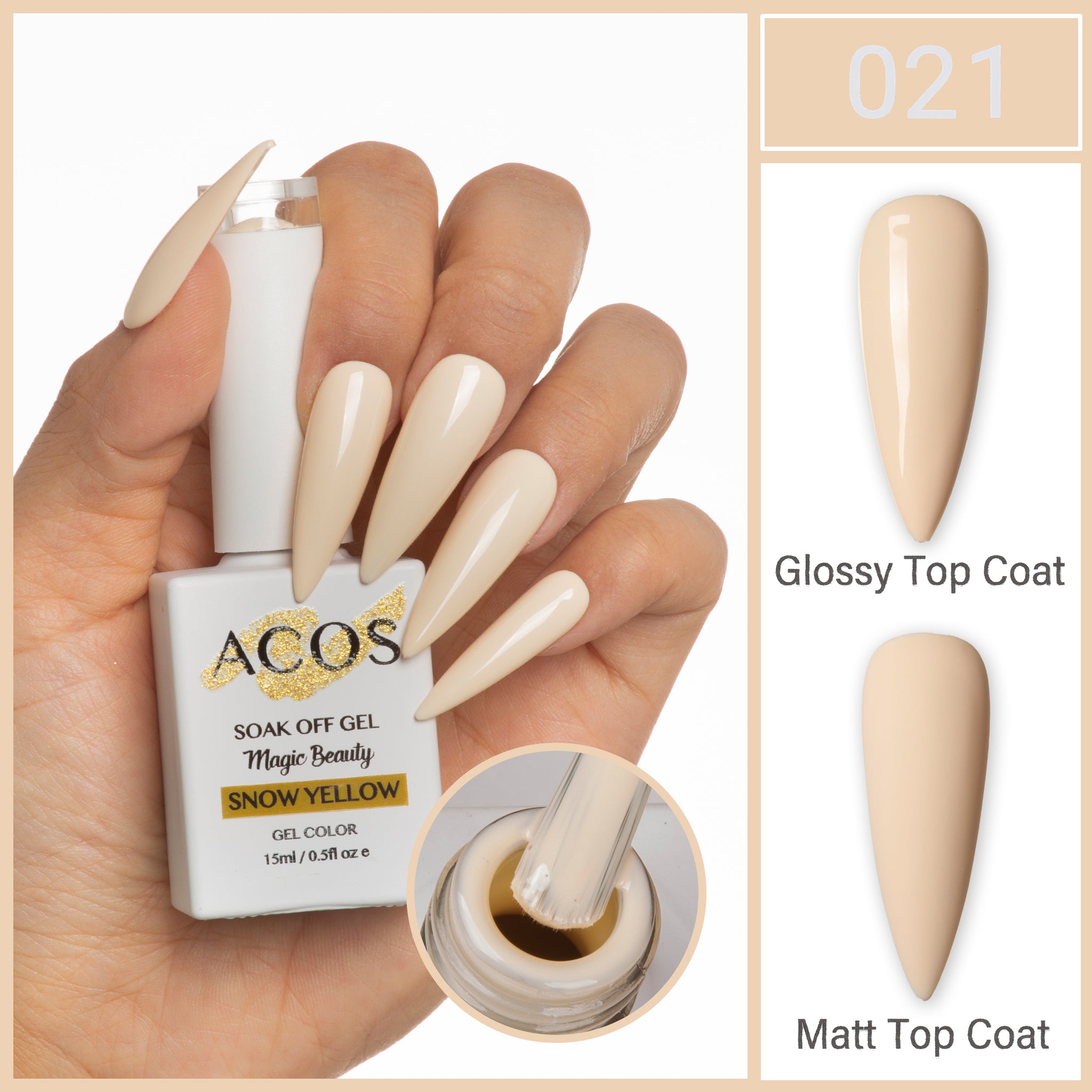 ACOS Magic Beauty Gel Polish Colour Snow Yellow (021) - Lashmer