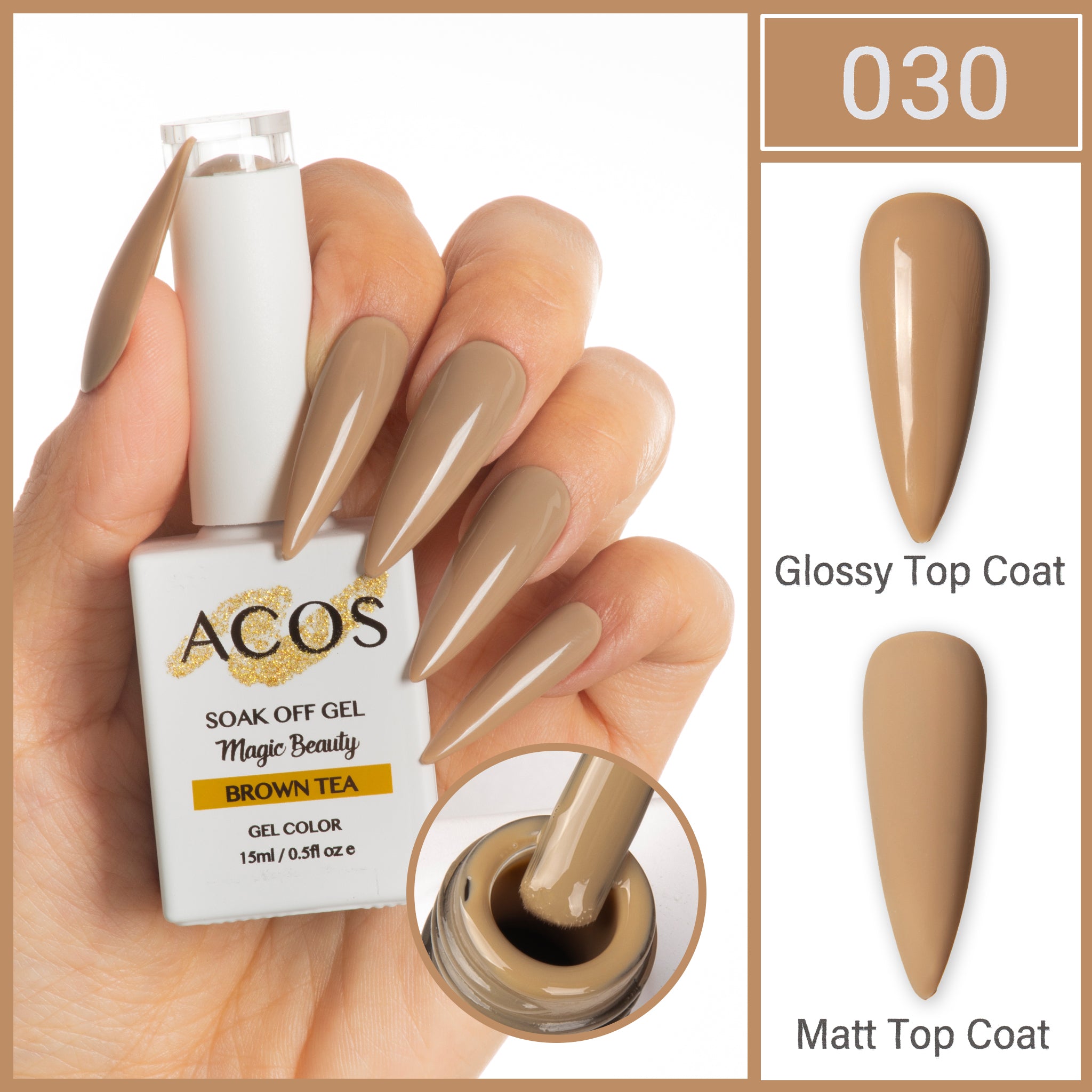 ACOS Magic Beauty Gel Colour Brown Tea (030) - Lashmer