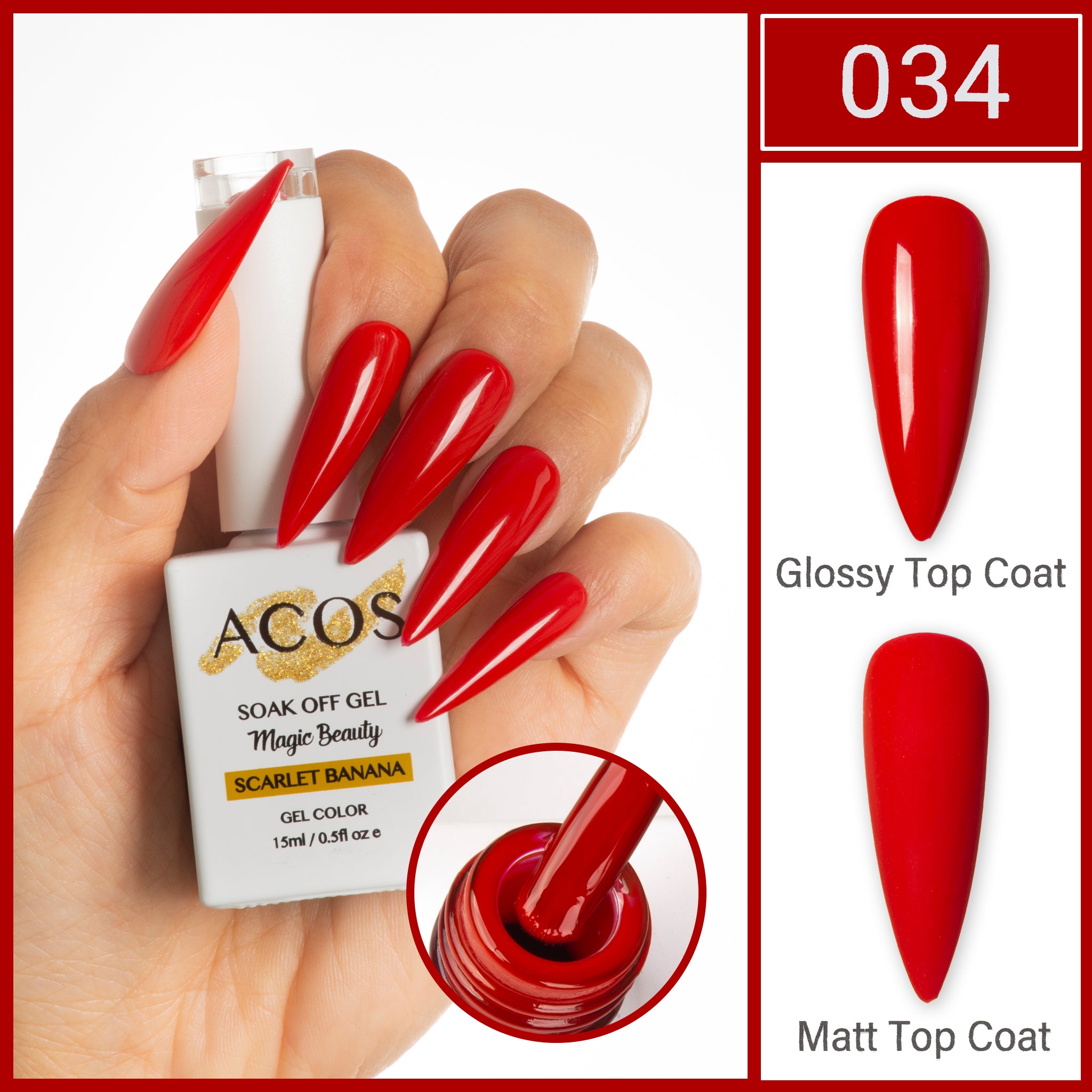 ACOS Magic Beauty Gel Polish Colour Scarlet Banana (034) - Lashmer