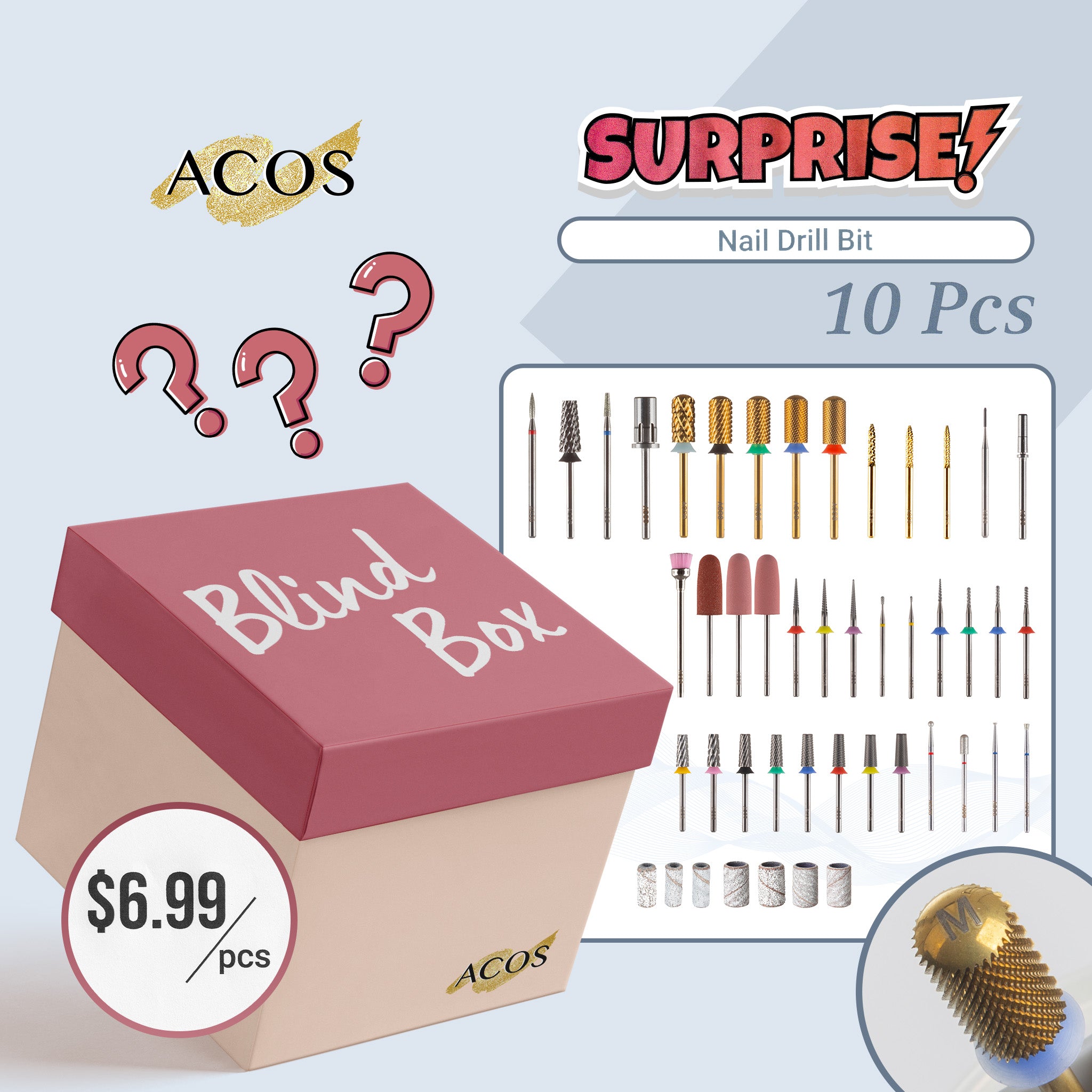 ACOS Nail Drill Bit Blind Box--(10 pcs/pack) - Lashmer