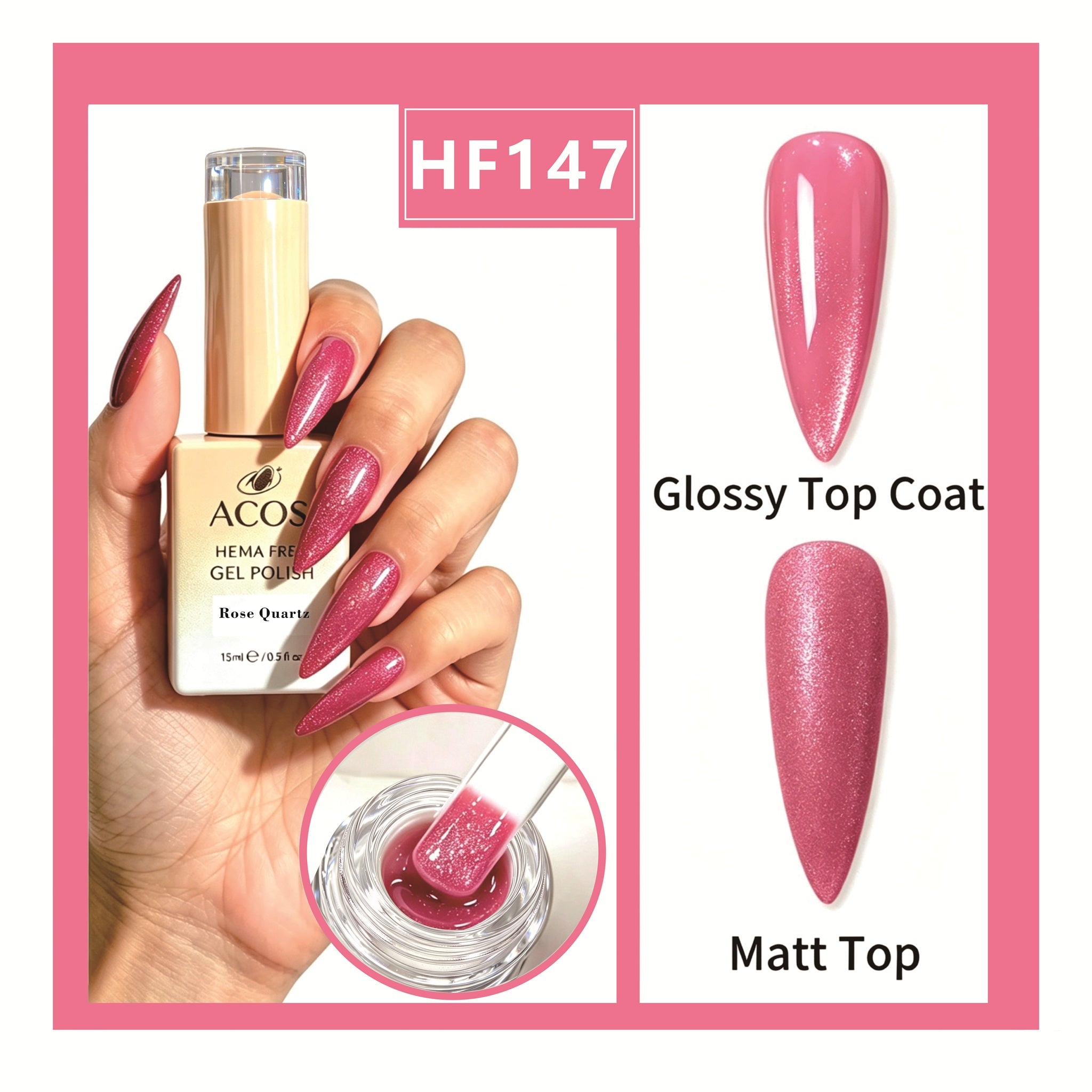 ACOS HEMA-free gel polish in Rose Quartz, colour 147