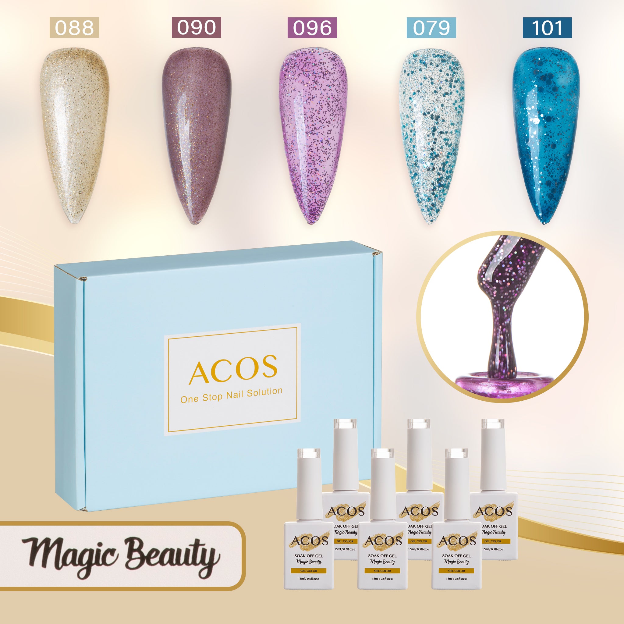 ACOS Gel Polish 5pcs Set (Glitter Mogul ) - Lashmer