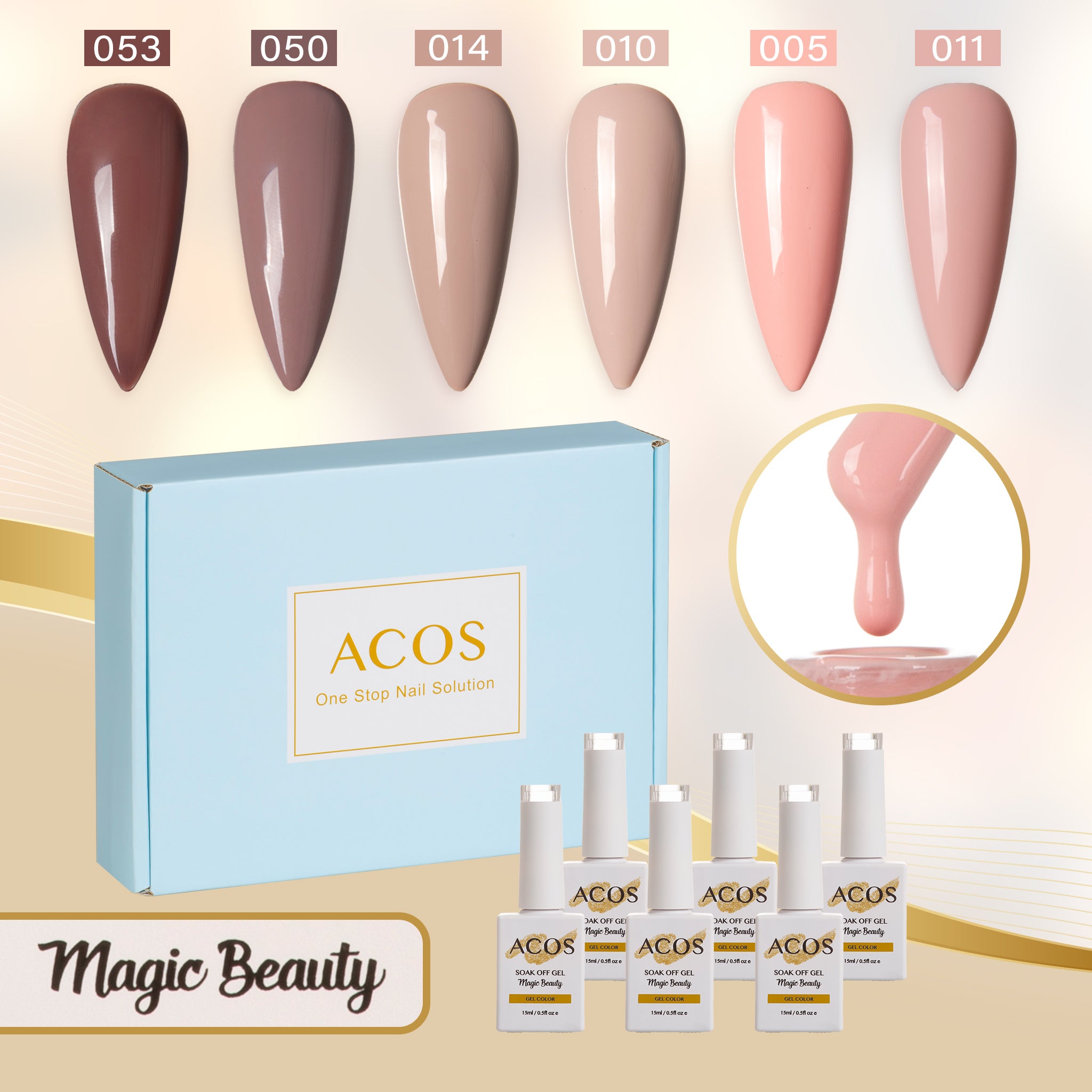 ACOS Gel Polish 6pcs Set (Nude Colour ) - Lashmer