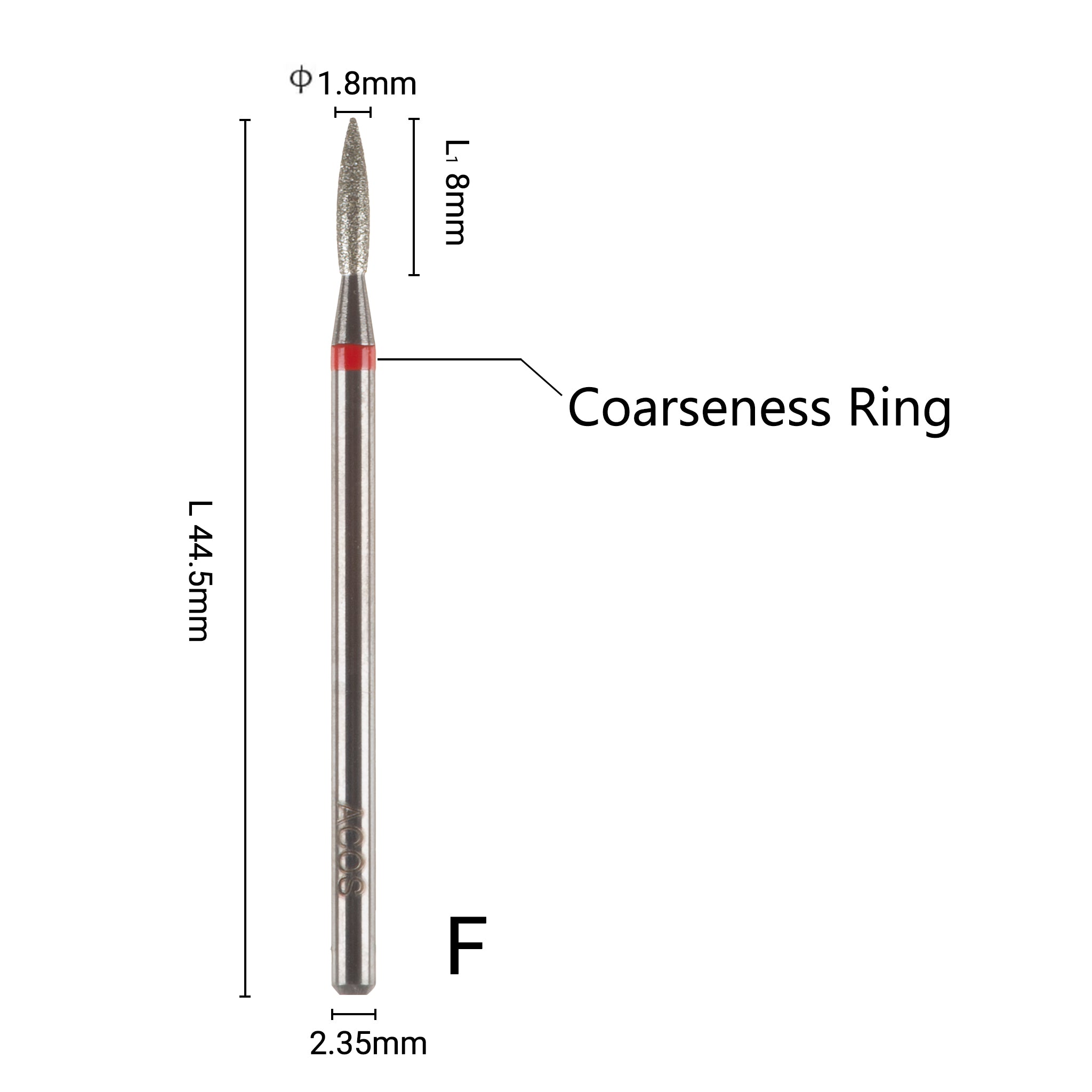 ACOS 1.8mm Fiame Shape Carbide manicure Drill Bits (Fine) - Lashmer