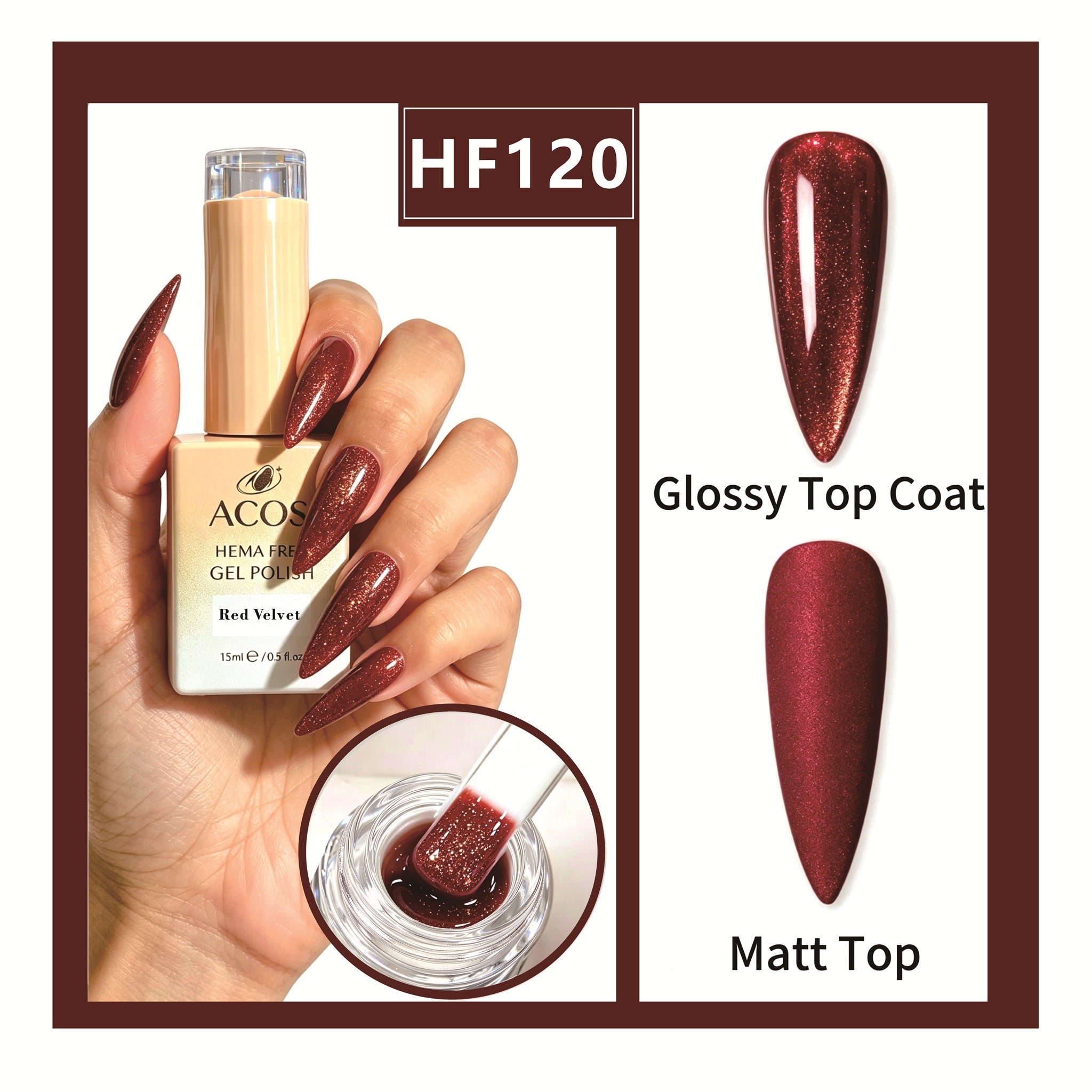 ACOS HEMA-free gel polish in Red Velvet, colour 120