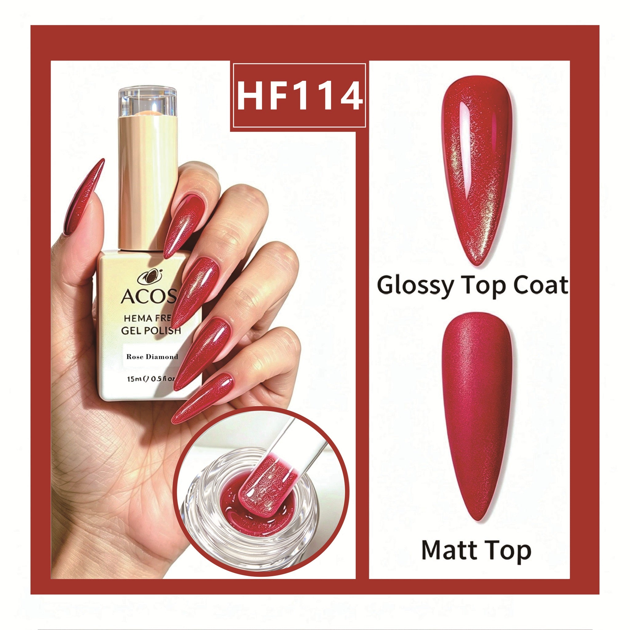 ACOS HEMA-free gel polish in Rose Diamond, colour 114