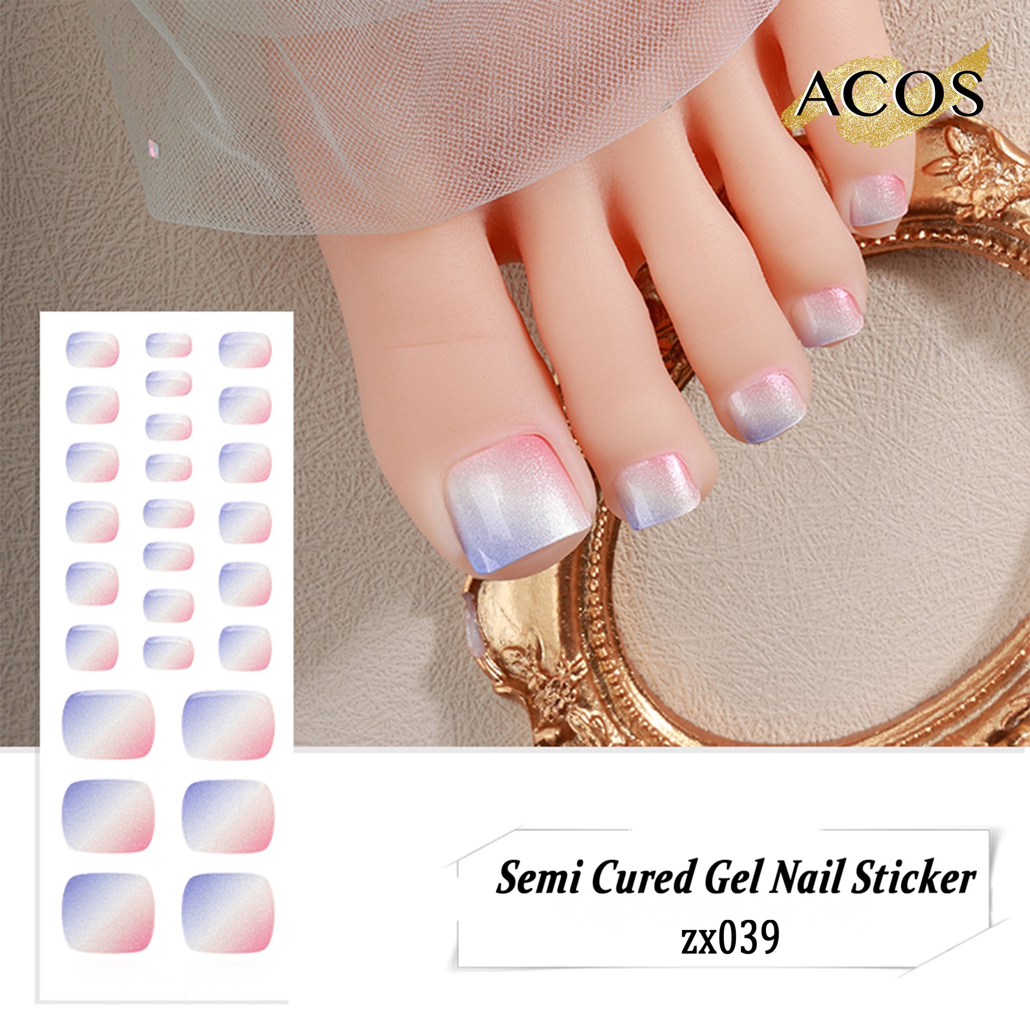 ACOS Semi Cured Gel Sticker for Feet -- Style #039 - Lashmer