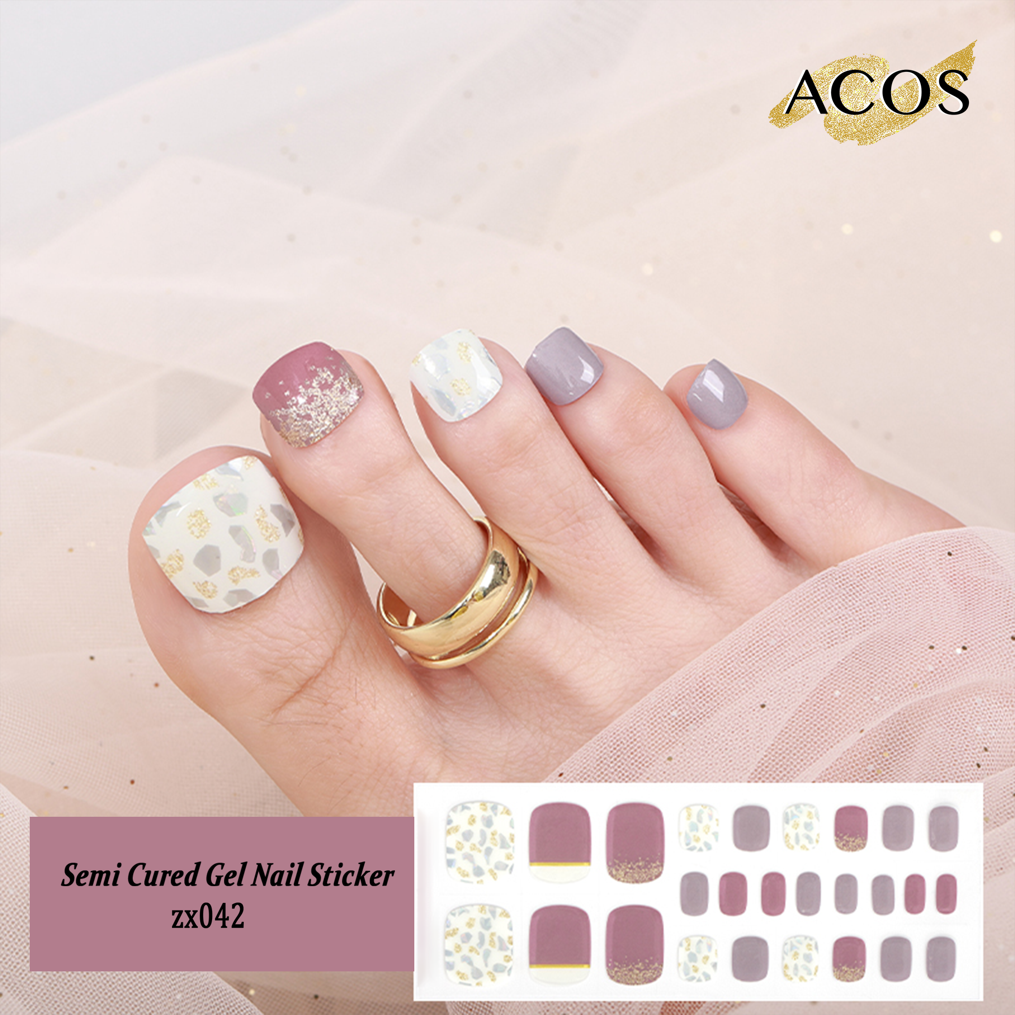 ACOS Semi Cured Gel Sticker for Feet -- Style #042 - Lashmer