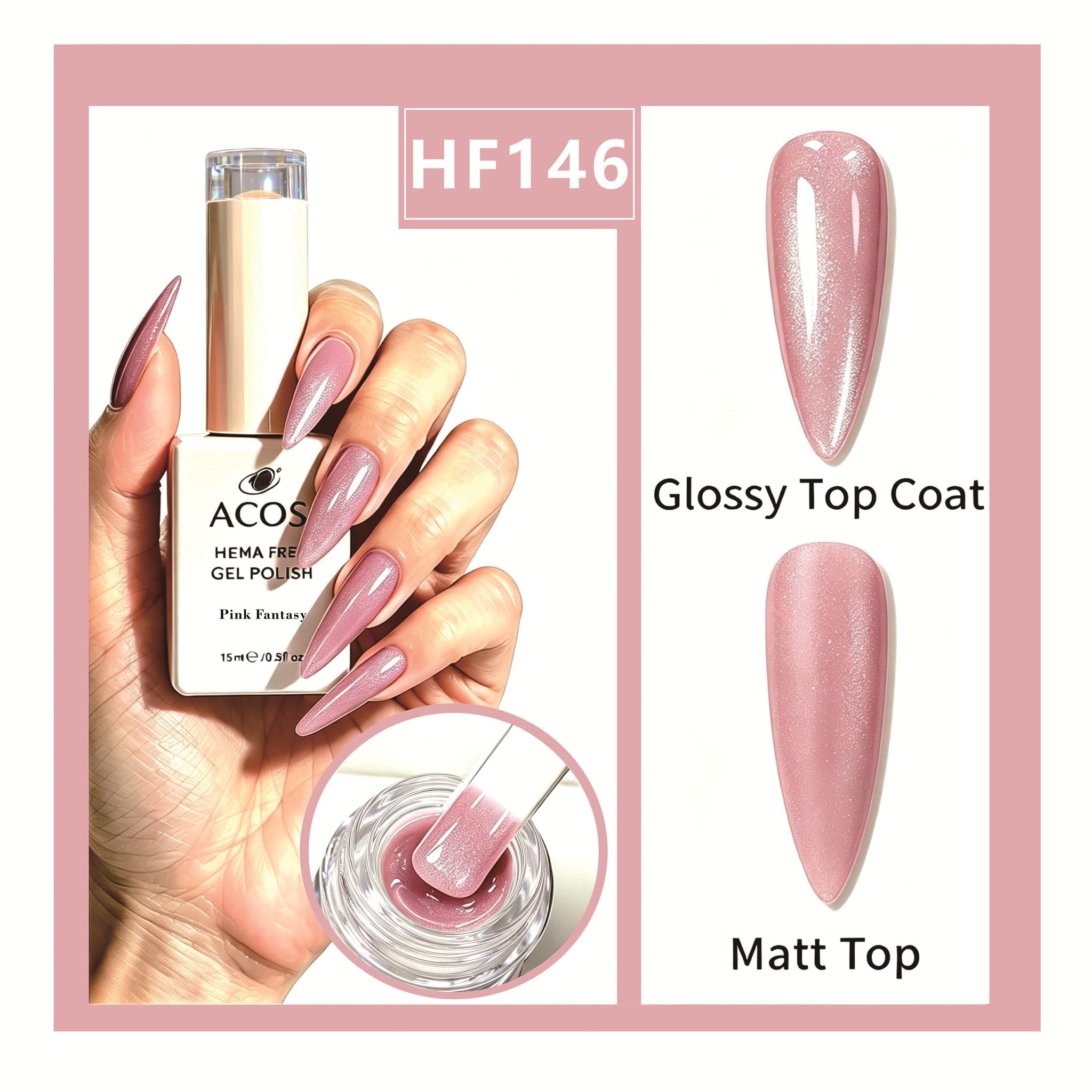 ACOS HEMA-free gel polish in Pink Fantasy, colour 146