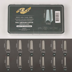 ACOS Soft Gel Nail Tips (Half Tip with lines) -Coffin (312pcs/box) - Lashmer