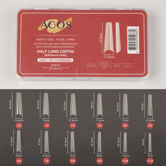 ACOS Soft Gel Nail Tips (Half Tip with lines) -Coffin (312pcs/box) - Lashmer