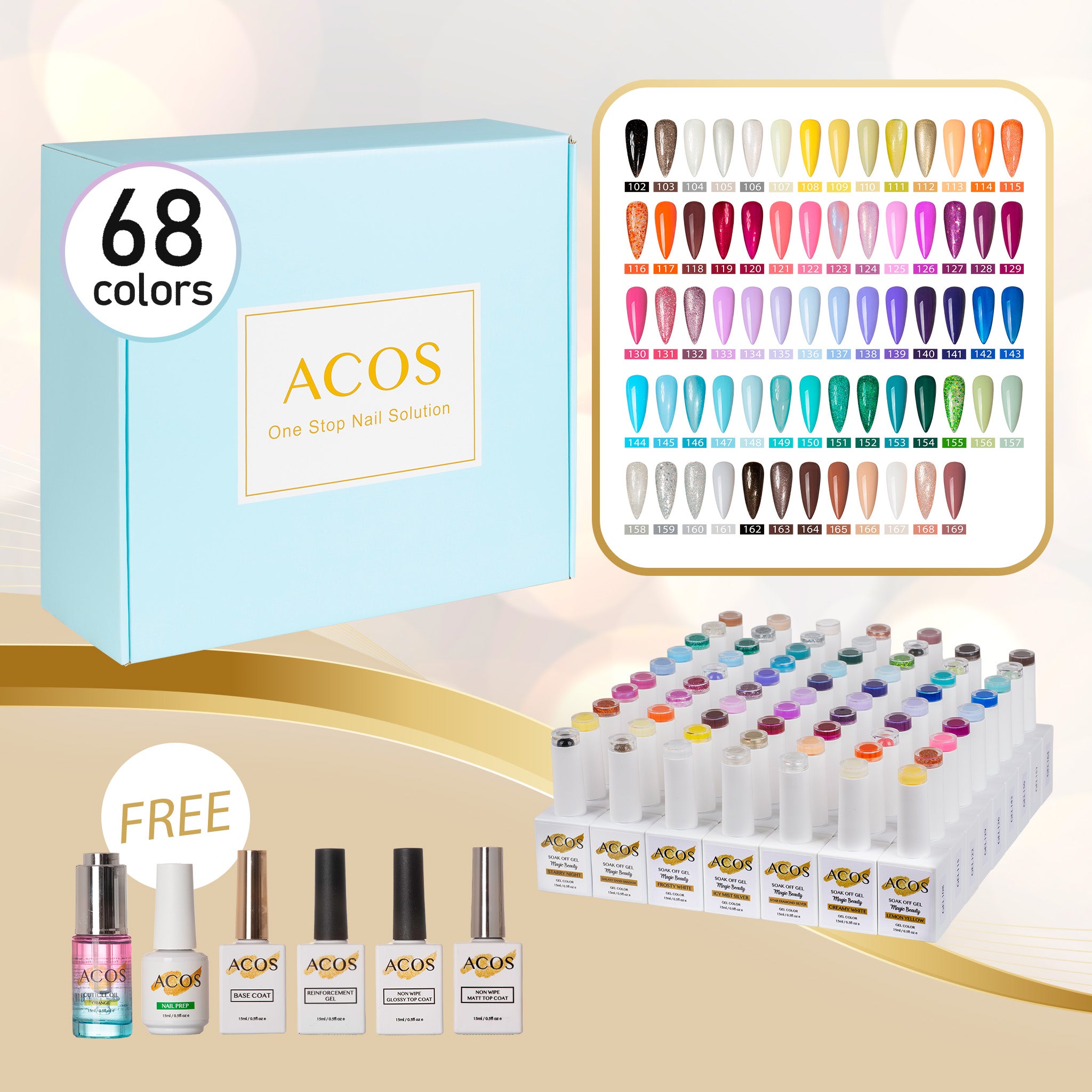 ACOS Magic Beauty Gel Polish Kit 68 Colours (Series #003) - Lashmer
