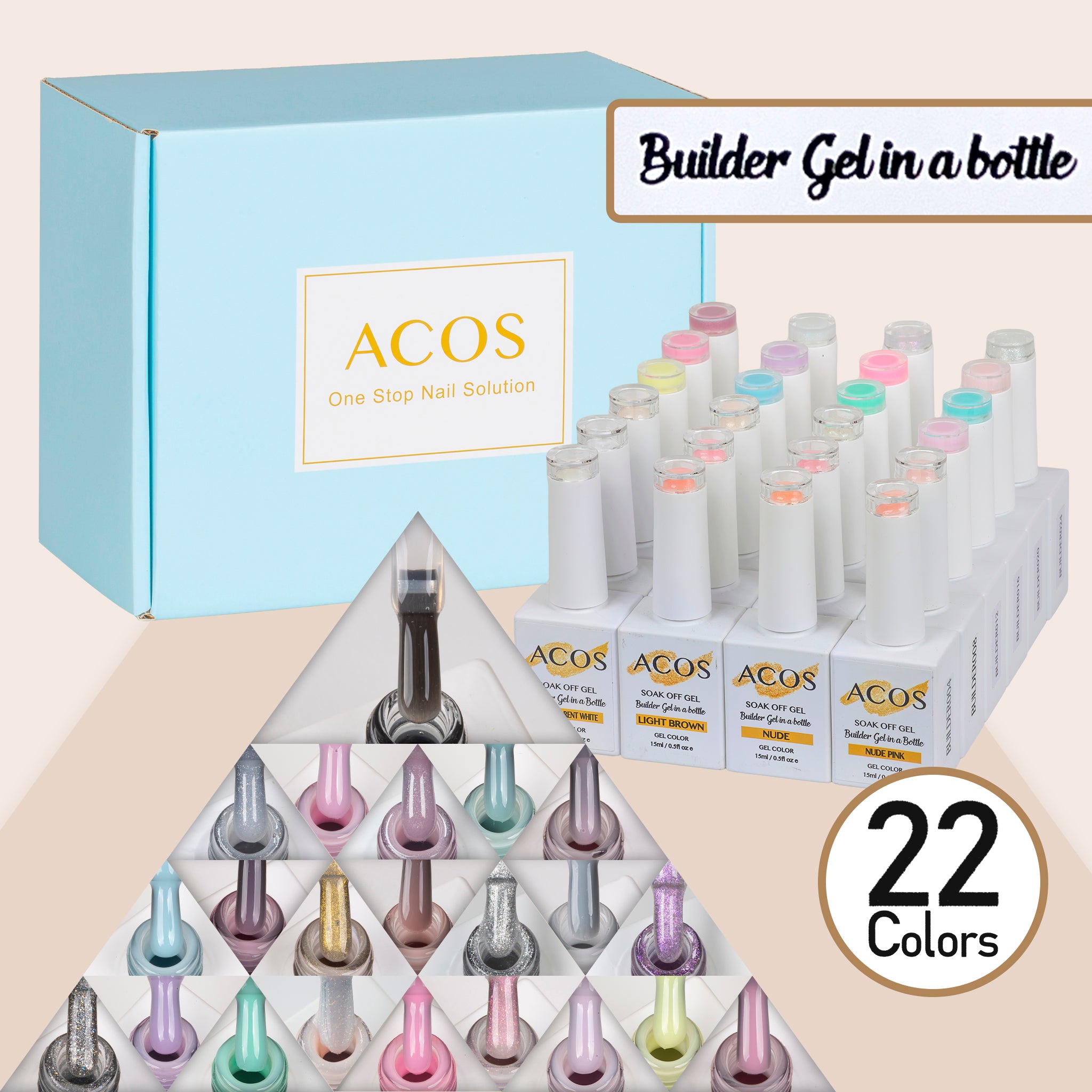 ACOS Builder Gel In A Bottle Collection Kit(22 colors) - Lashmer