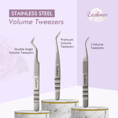 Lashmer Stainless steel Premium Tweezers Bundle (3 pcs) - Lashmer
