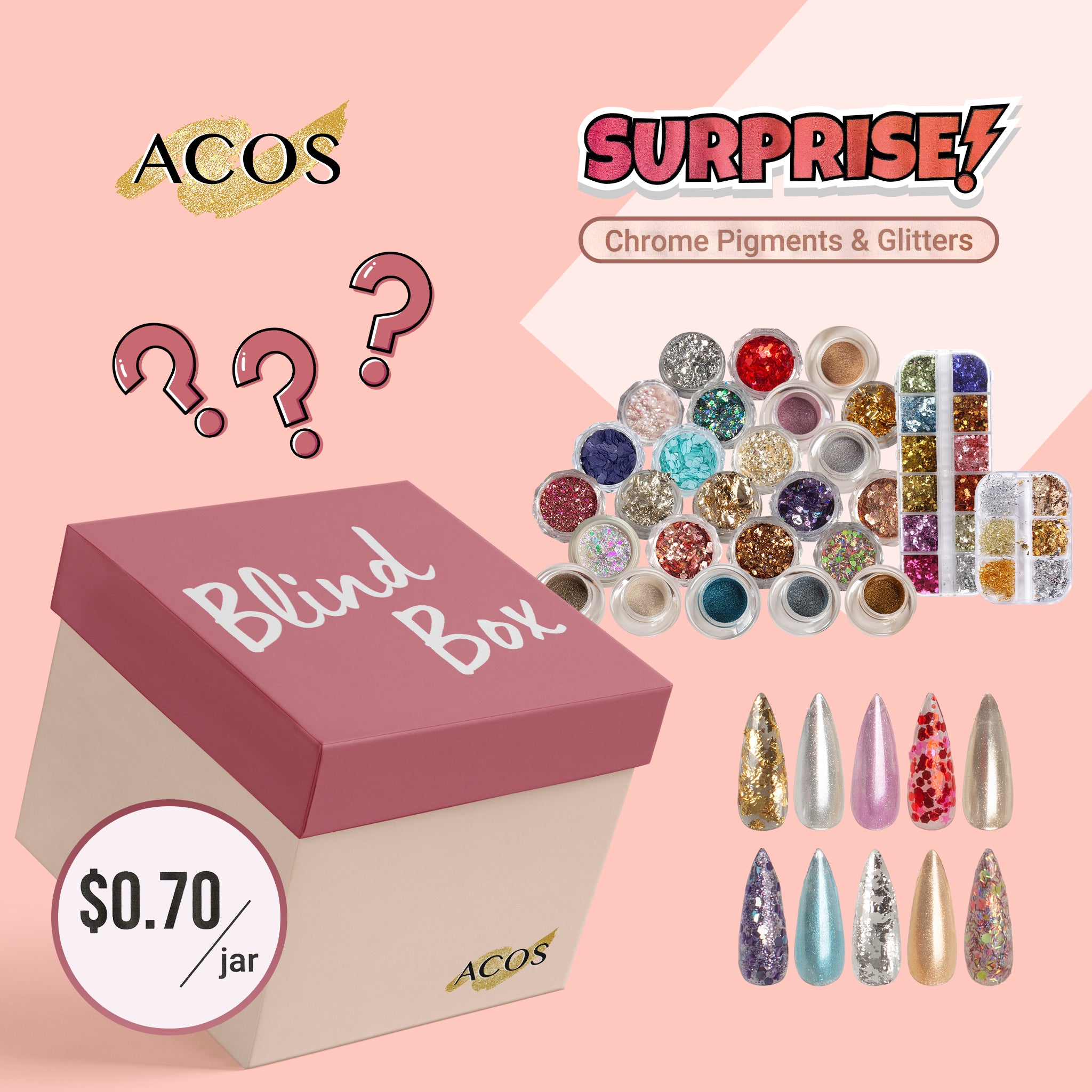 Blind Box (Chrome Pigment & Glitters)--50 jars - Lashmer