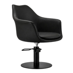 Karma Cronulla Salon Chair 02050101 - Black with Black Round Base & Black Pump