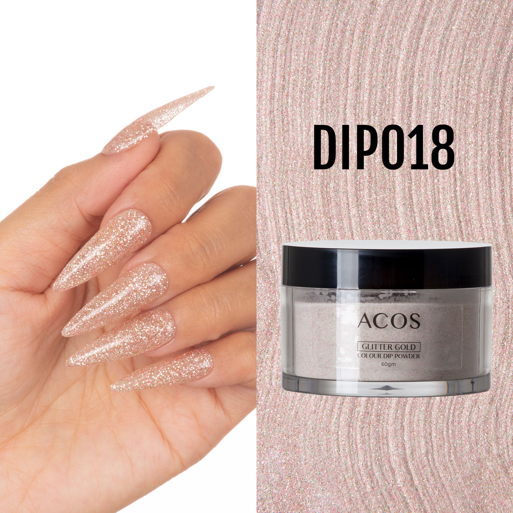 ACOS Dipping Powder Glitter Gold Colour (60g) - Lashmer