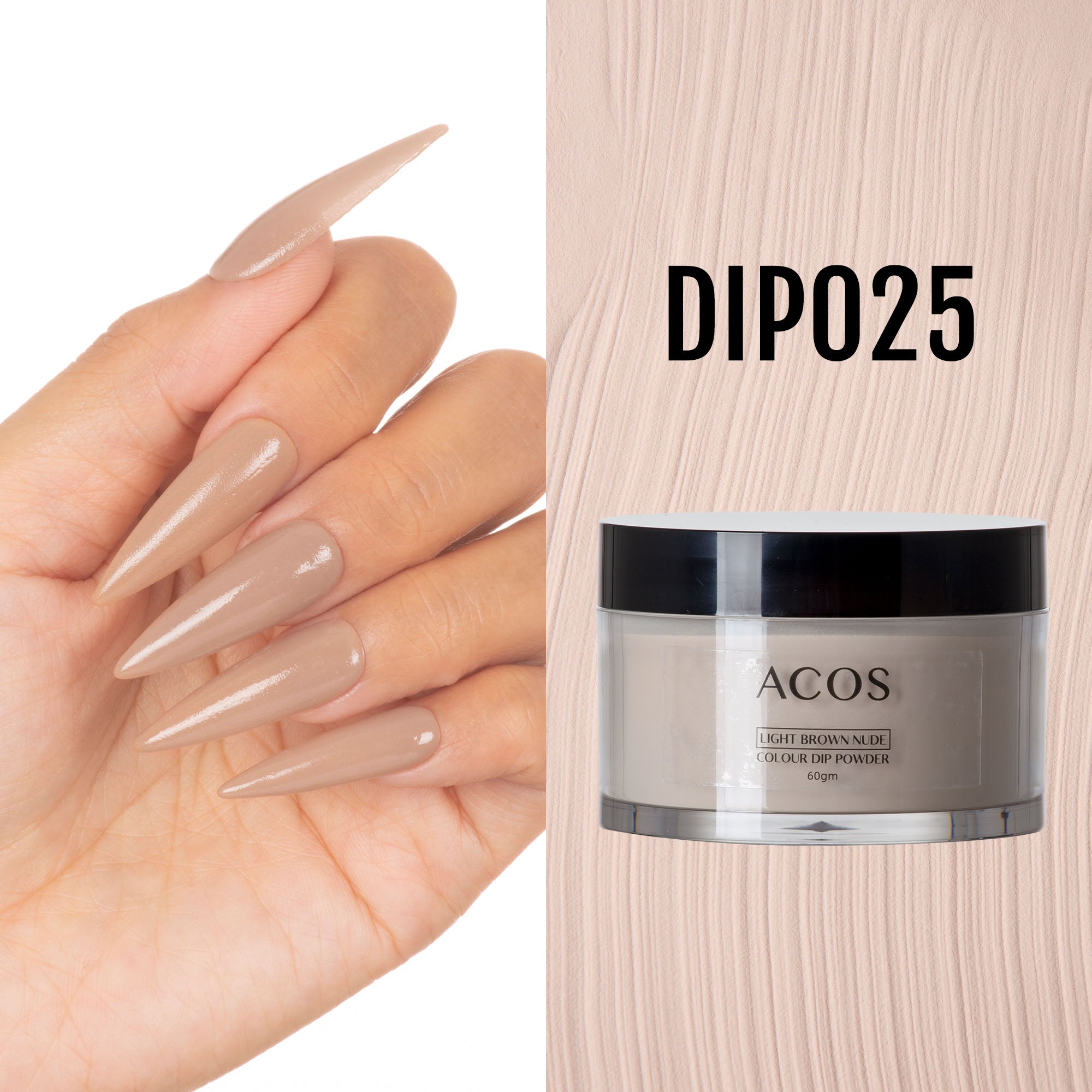 ACOS Dipping Powder Light Brown Nude Colour (60g) - Lashmer