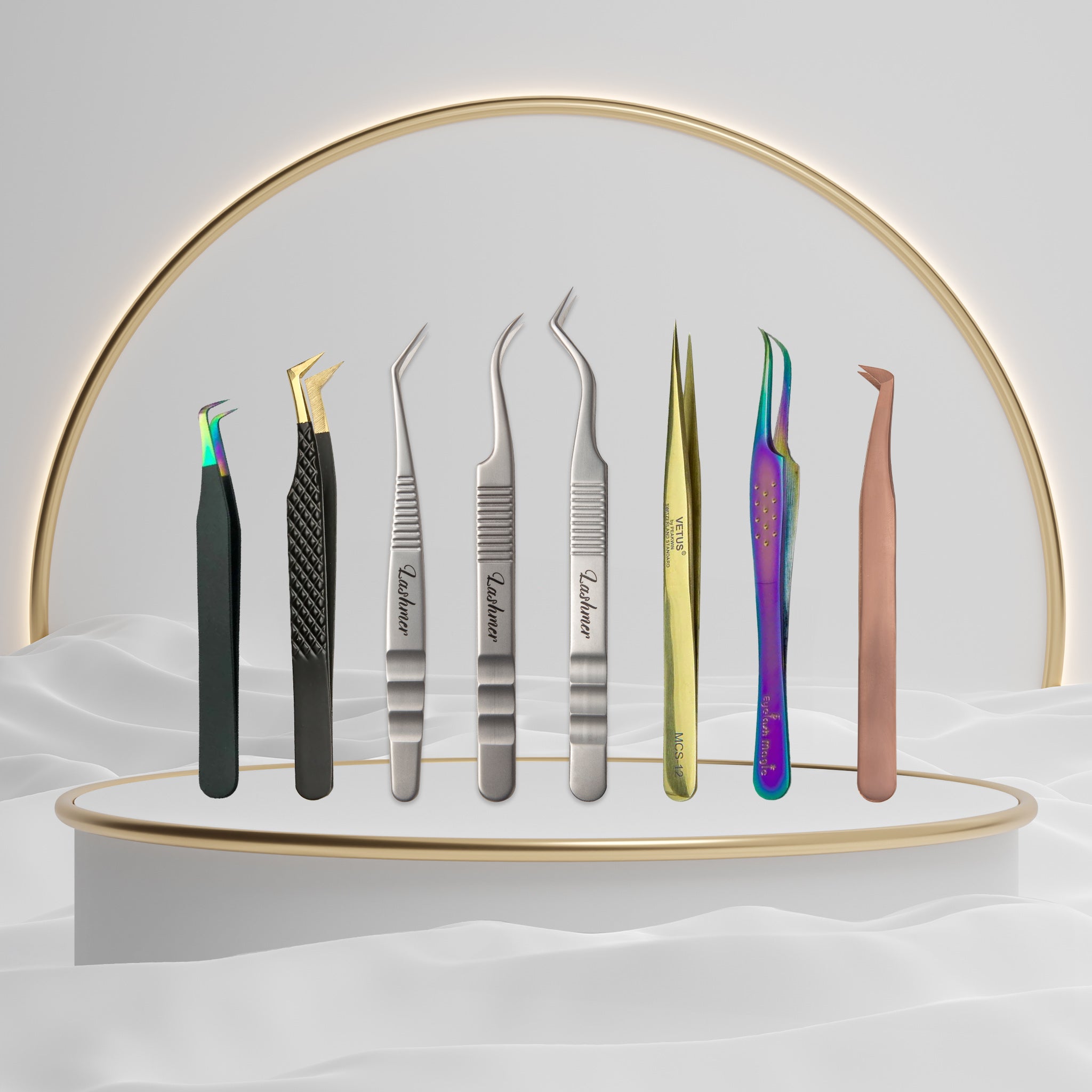 Dulex Lashmer Eyelash extensions Tweezers Bundle (8pcs) - Lashmer