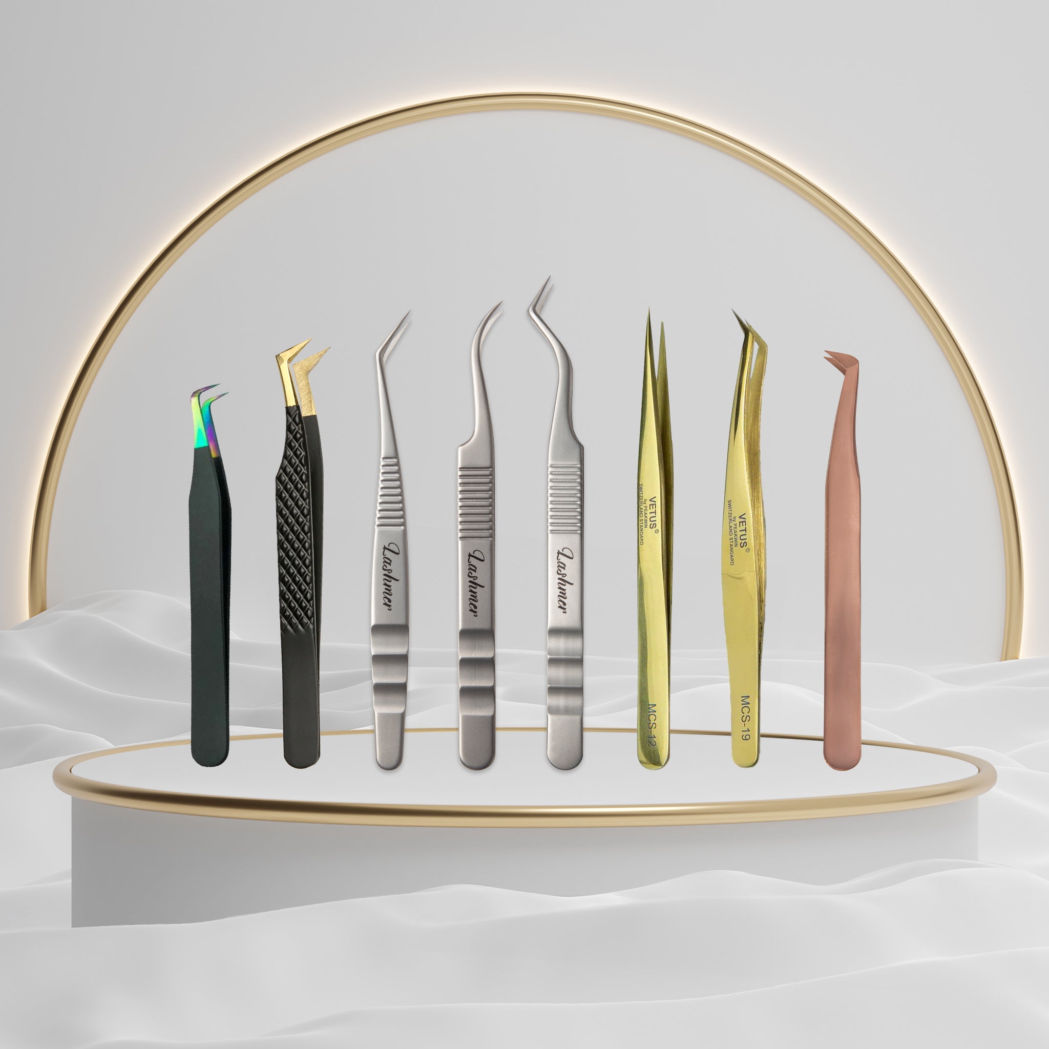 Dulex Lashmer Eyelash extensions Tweezers Bundle (8pcs)