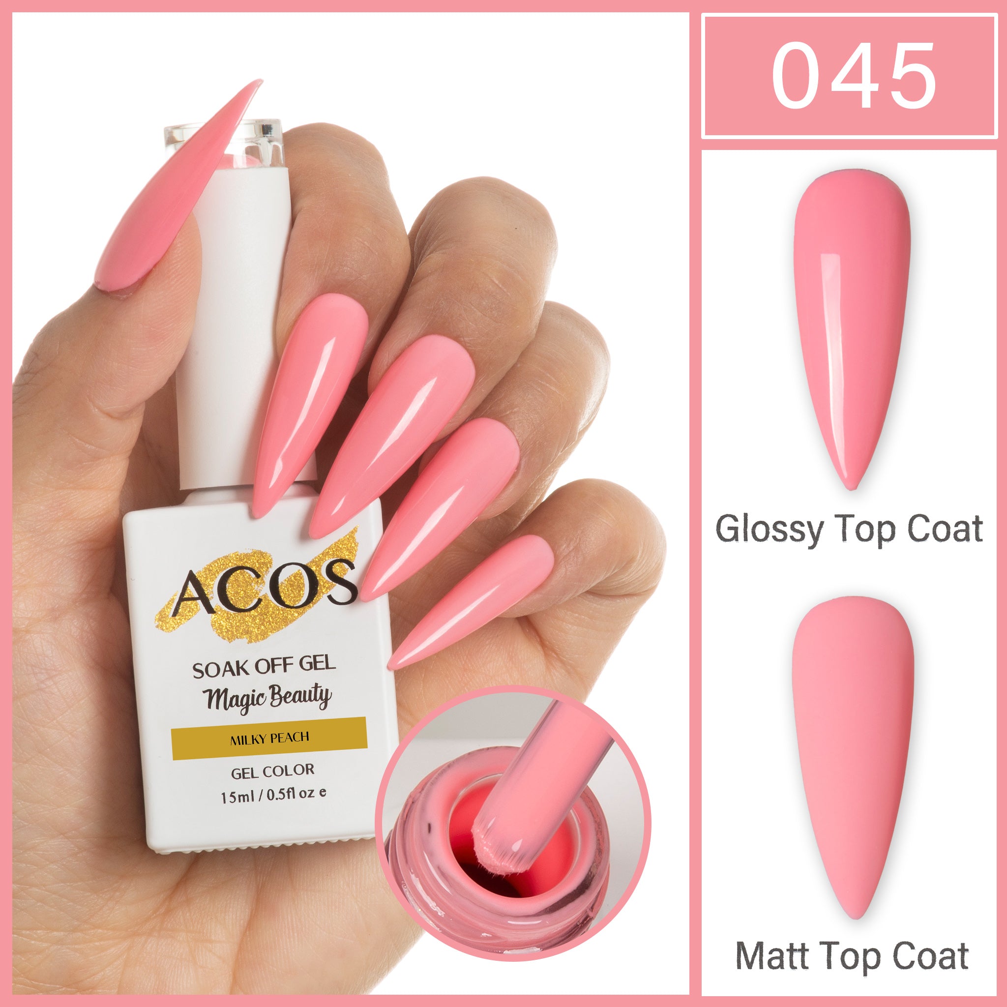 ACOS Magic Beauty Gel Polish Colour Milky Peach (045) - Lashmer
