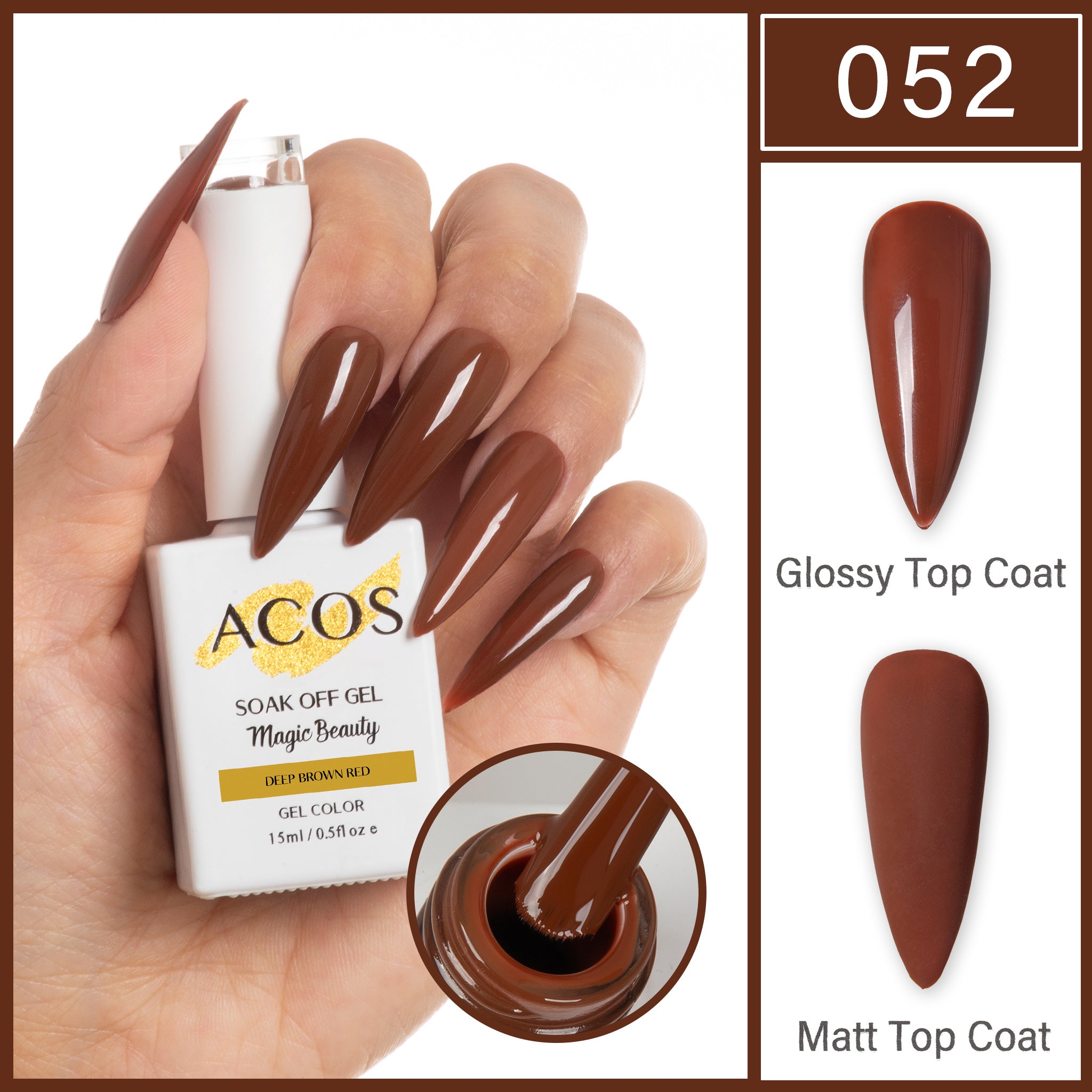 ACOS Magic Beauty Gel Colour Deep Brown Red (052) - Lashmer