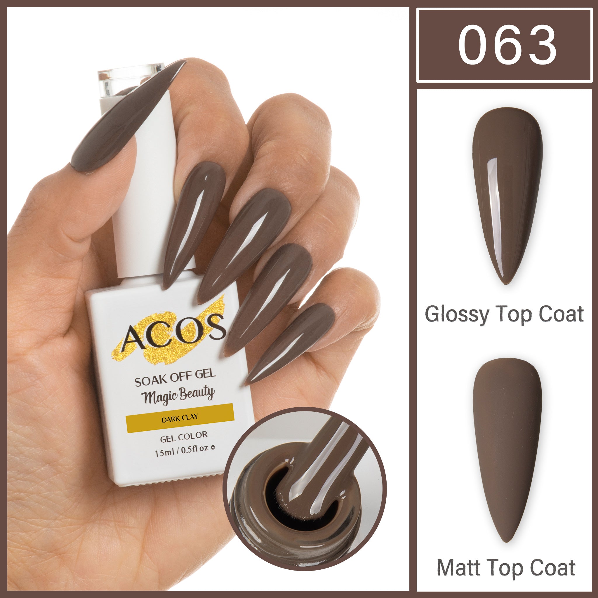 ACOS Magic Beauty Gel Polish Colour Dark Clay (063) - Lashmer