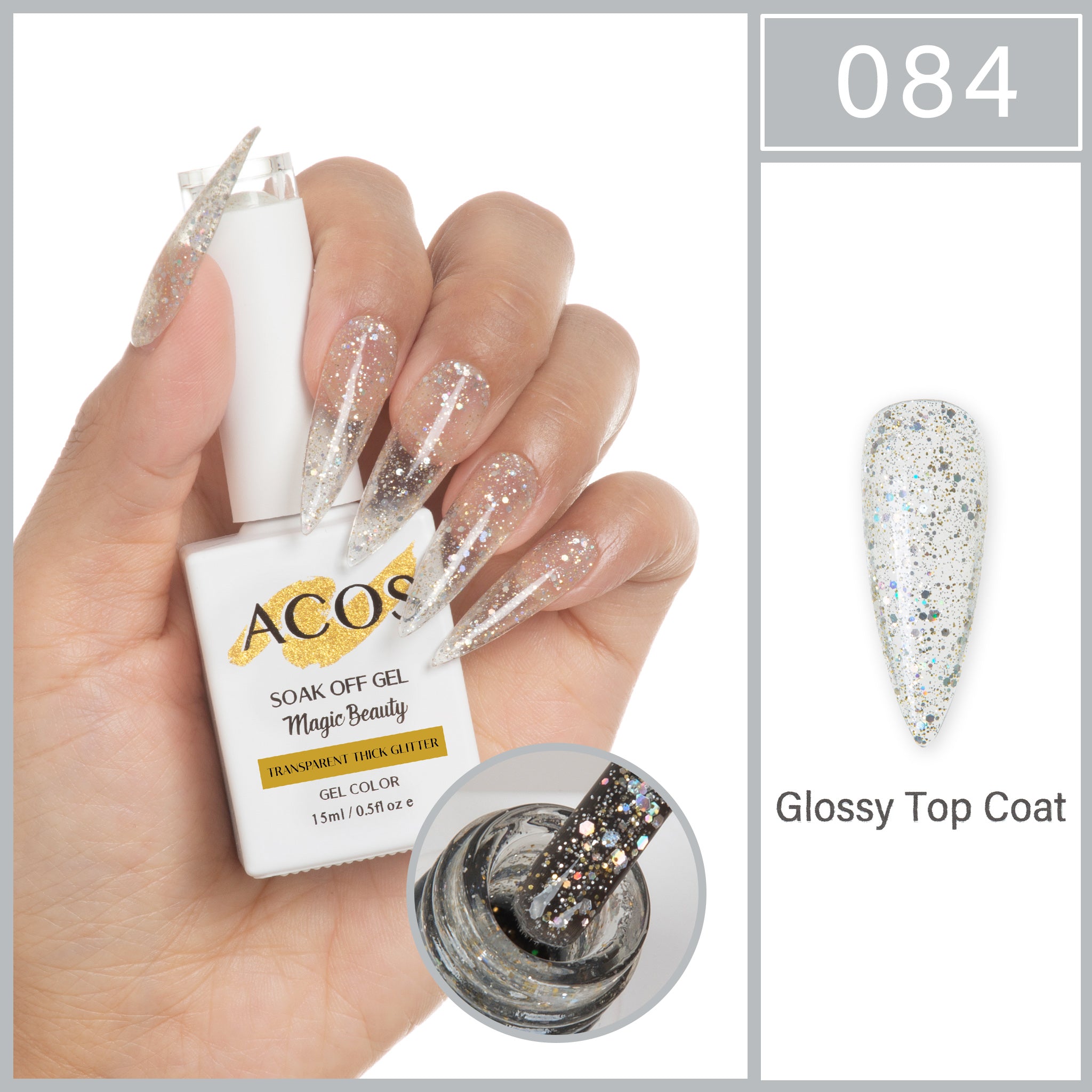 ACOS Magic Beauty Gel Polish Colour THICK GLITTER (084) - Lashmer