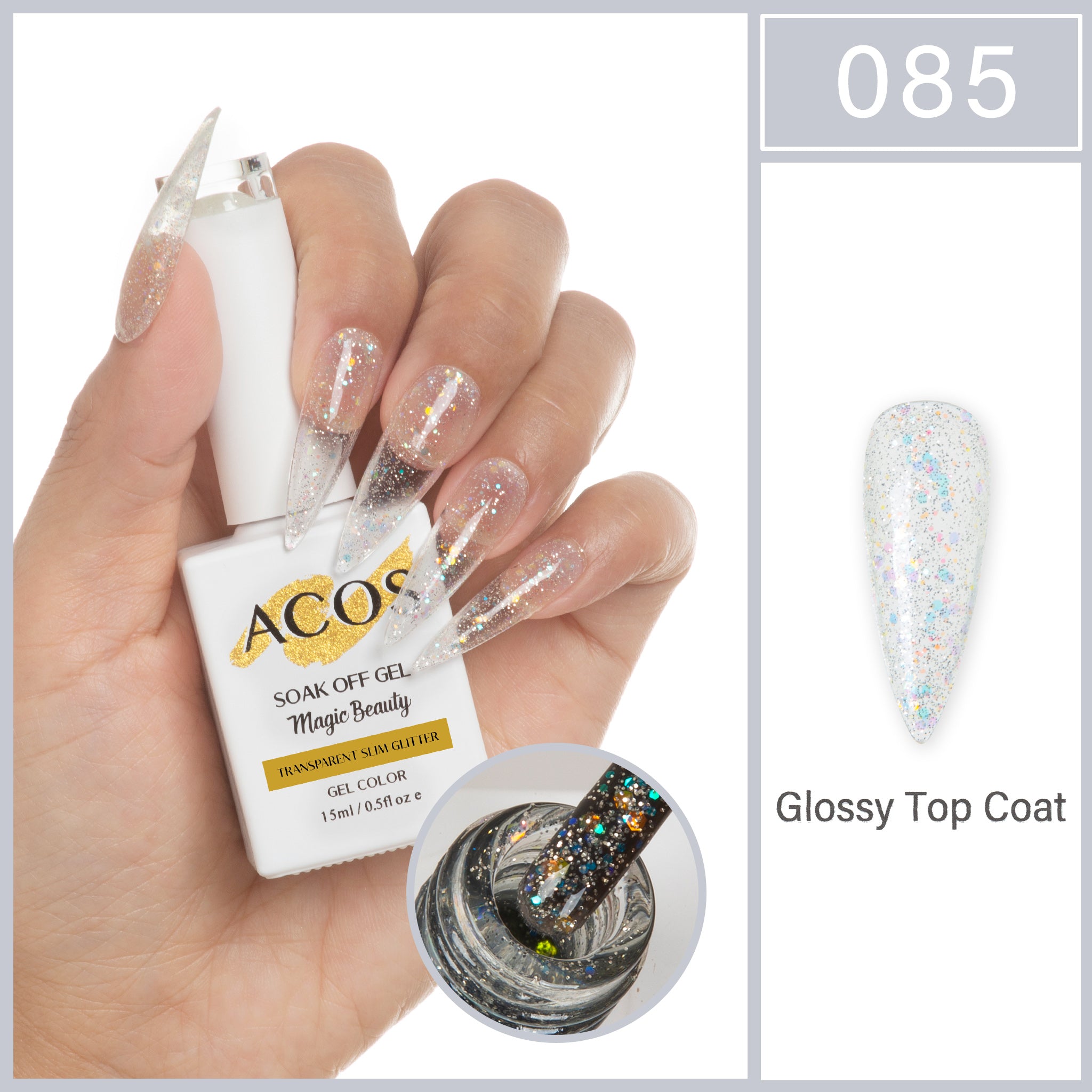 ACOS Magic Beauty Gel Polish Colour SLIM GLITTER (085) - Lashmer