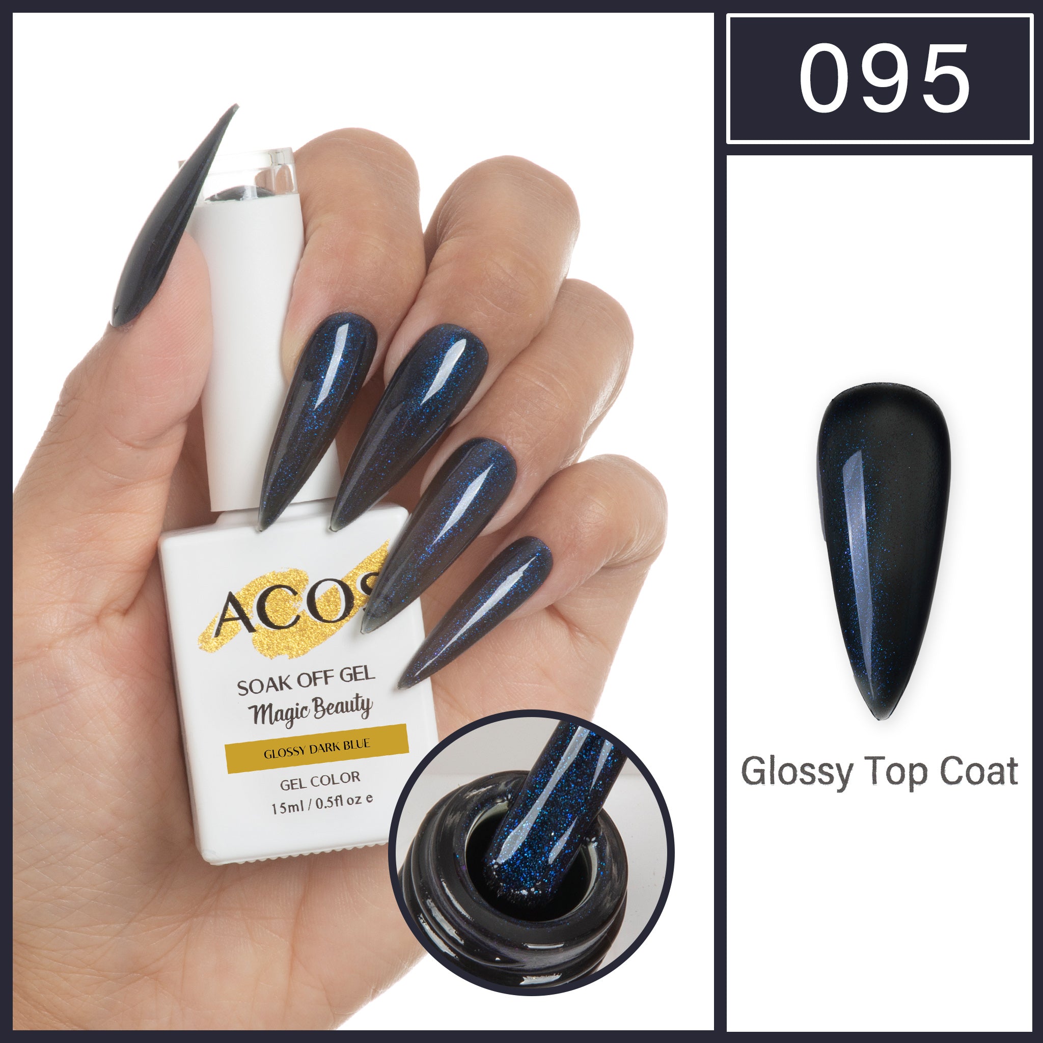 ACOS Magic Beauty Gel Polish GLOSSY DARK BLUE (095) - Lashmer