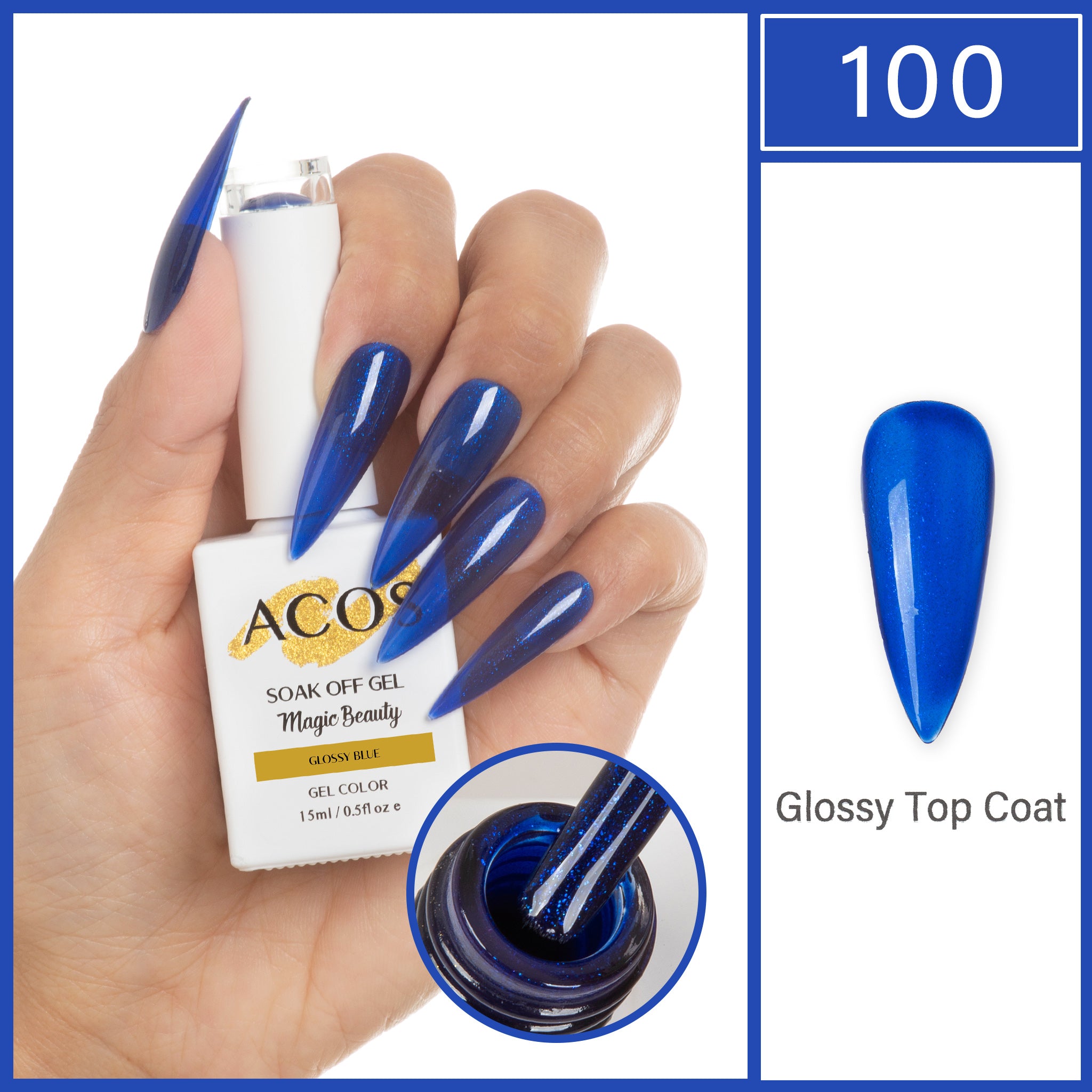 ACOS Magic Beauty Gel Polish GLOSSY BLUE (100) - Lashmer