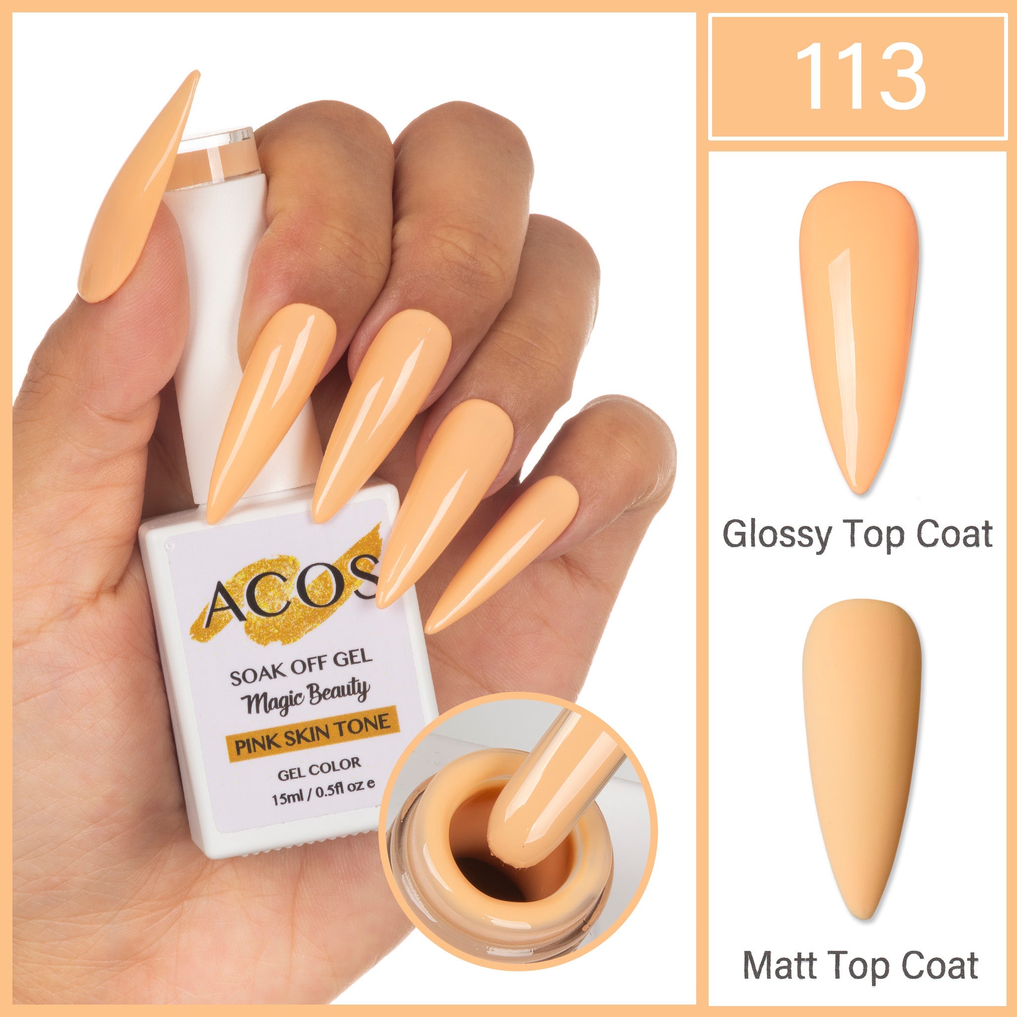 ACOS Magic Beauty Gel Polish Colour Pink Skin Tone(113) - Lashmer