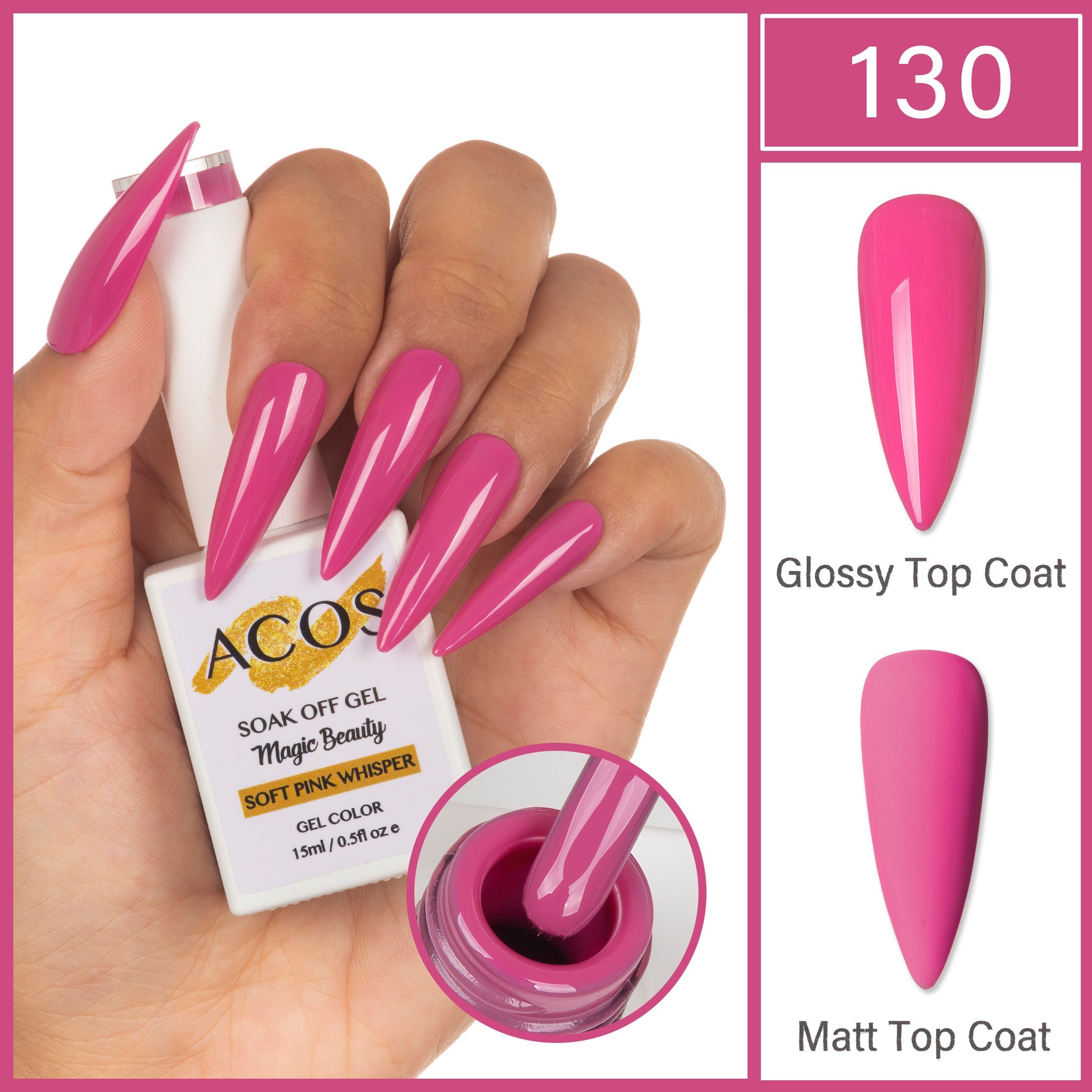 ACOS Magic Beauty Gel Polish Colour Soft Pink Whisper(130) - Lashmer