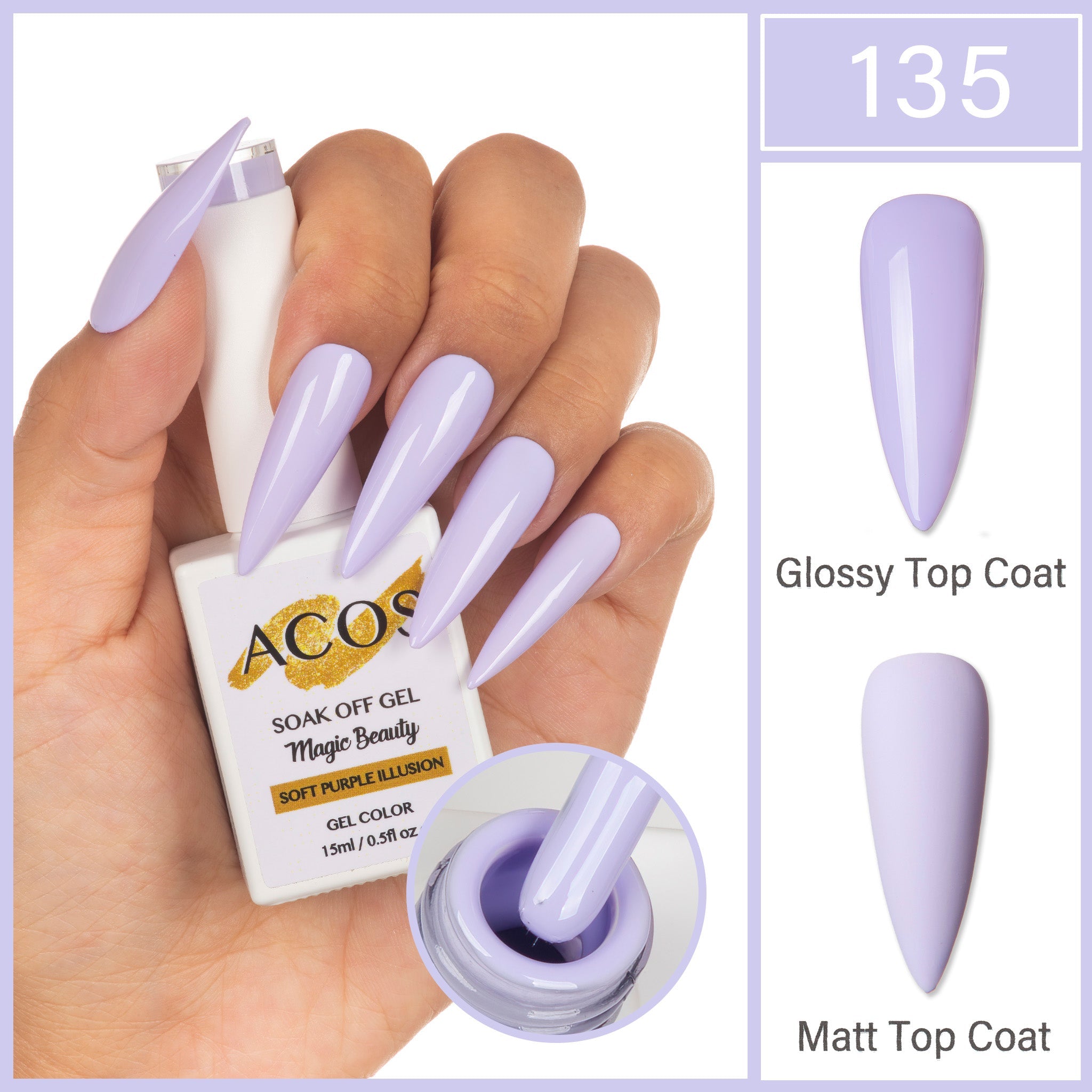 ACOS Magic Beauty Gel Polish Colour Soft Purple Illusion(135) - Lashmer
