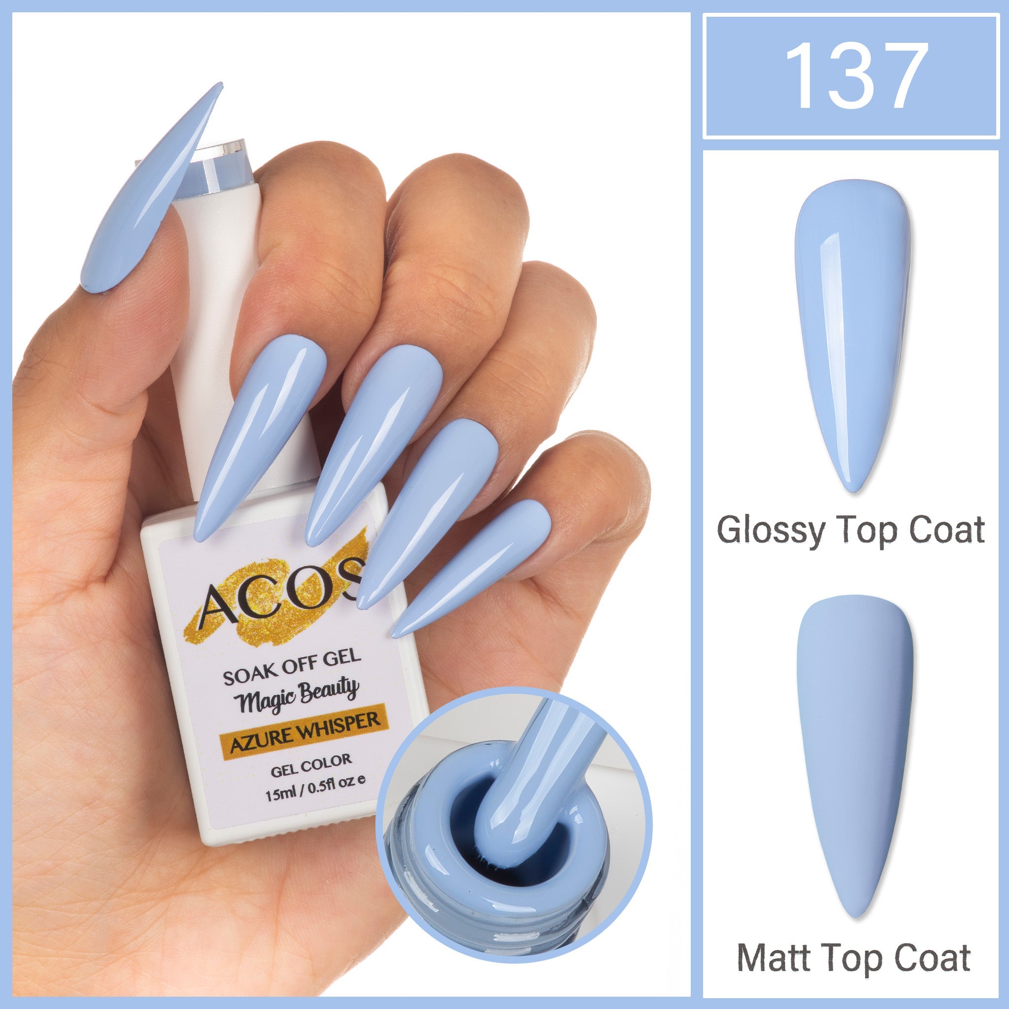 ACOS Magic Beauty Gel Polish Colour Azure Whisper(137) - Lashmer