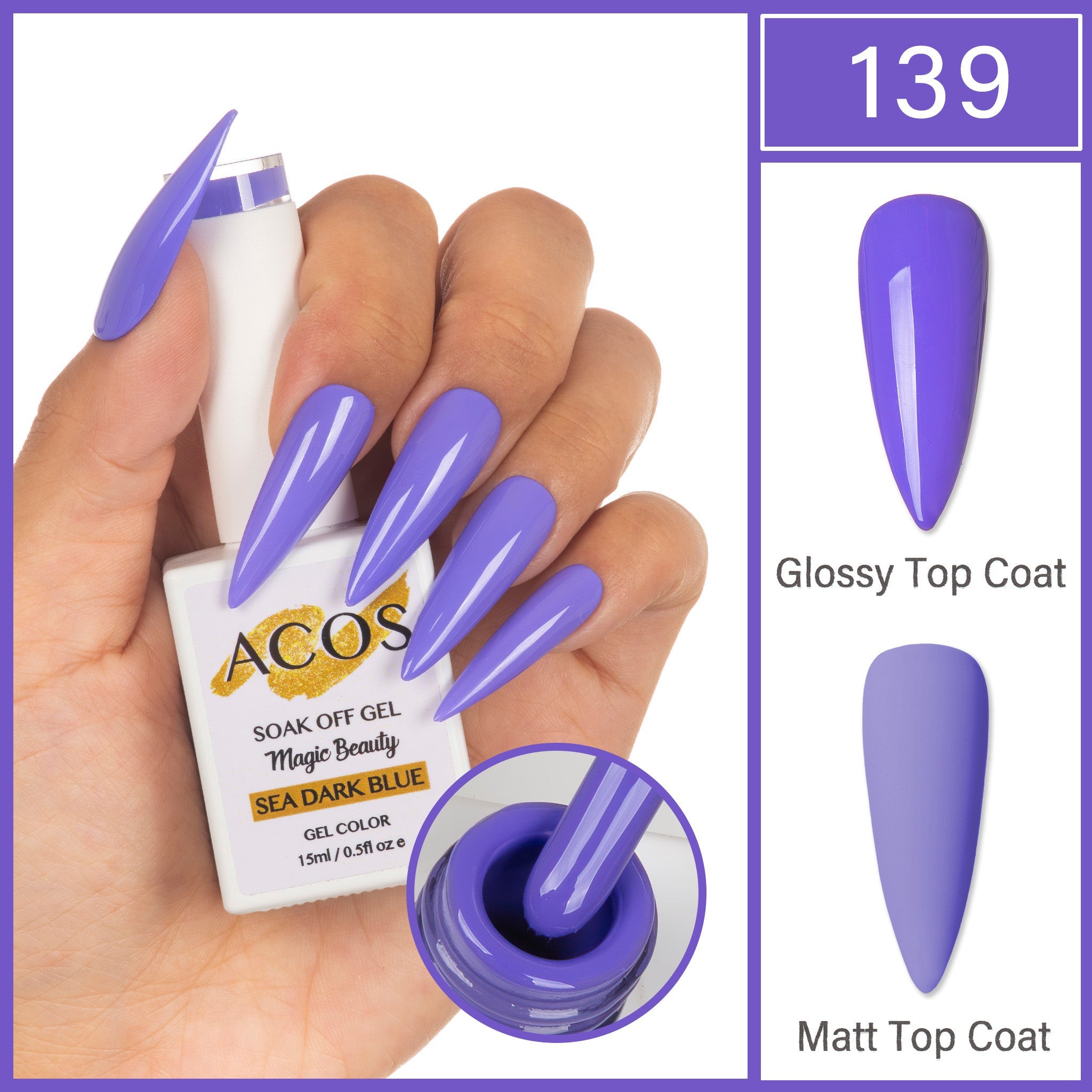 ACOS Magic Beauty Gel Polish Colour Sea Dark Blue(139) - Lashmer