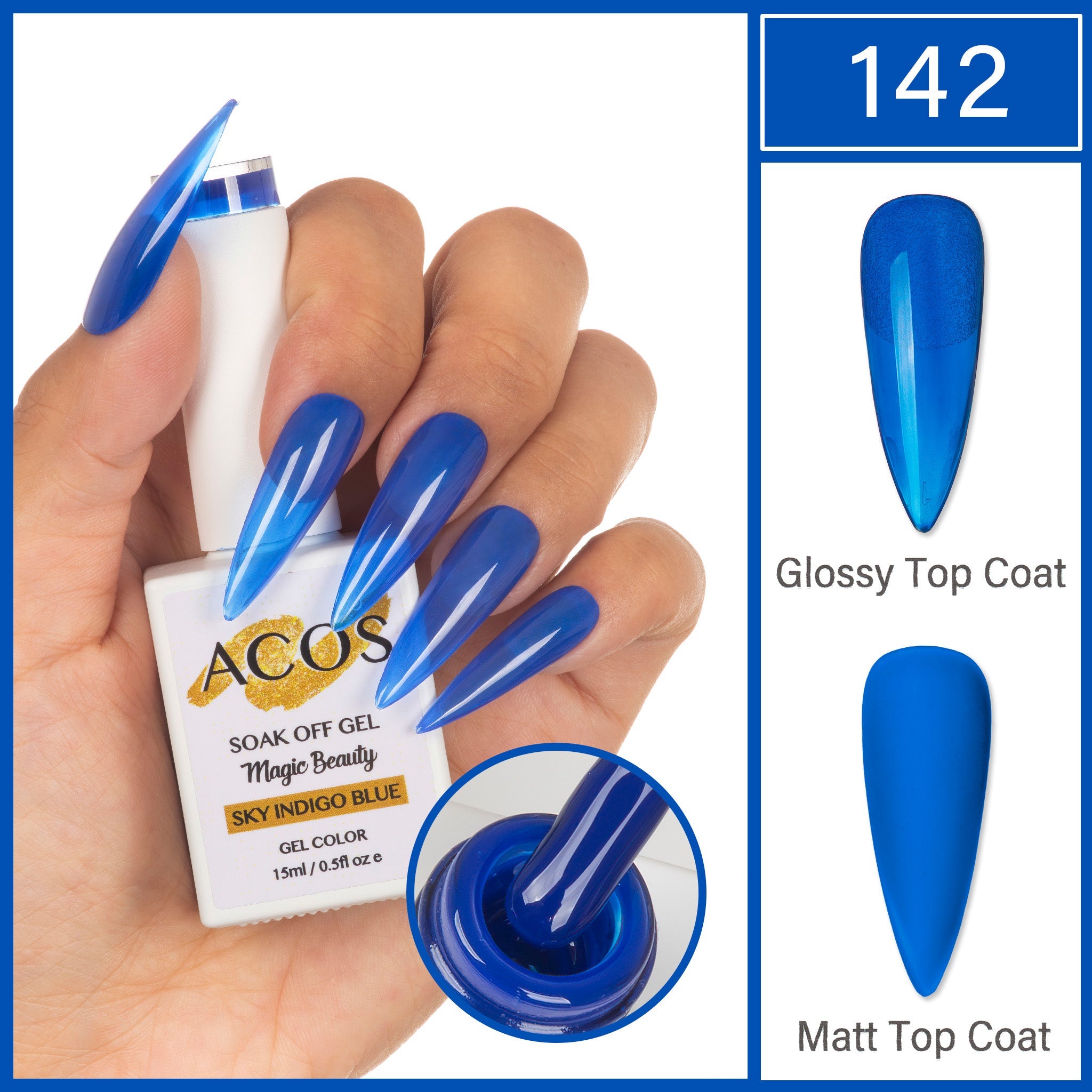 ACOS Magic Beauty Gel Polish Colour Sky Indigo Blue(142) - Lashmer