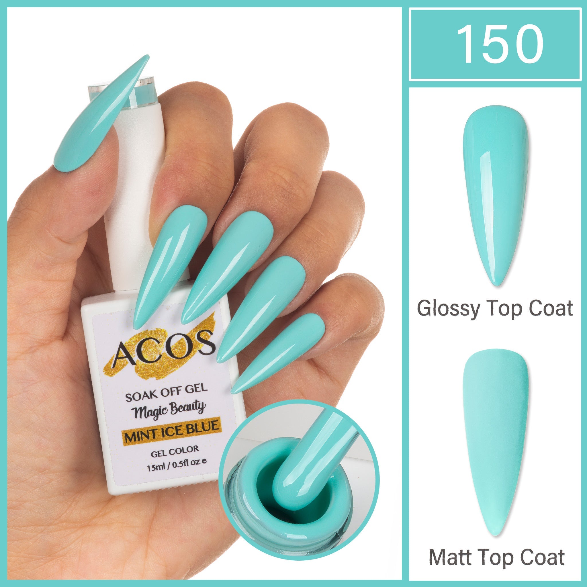ACOS Magic Beauty Gel Polish Colour Mint Ice Blue(150) - Lashmer