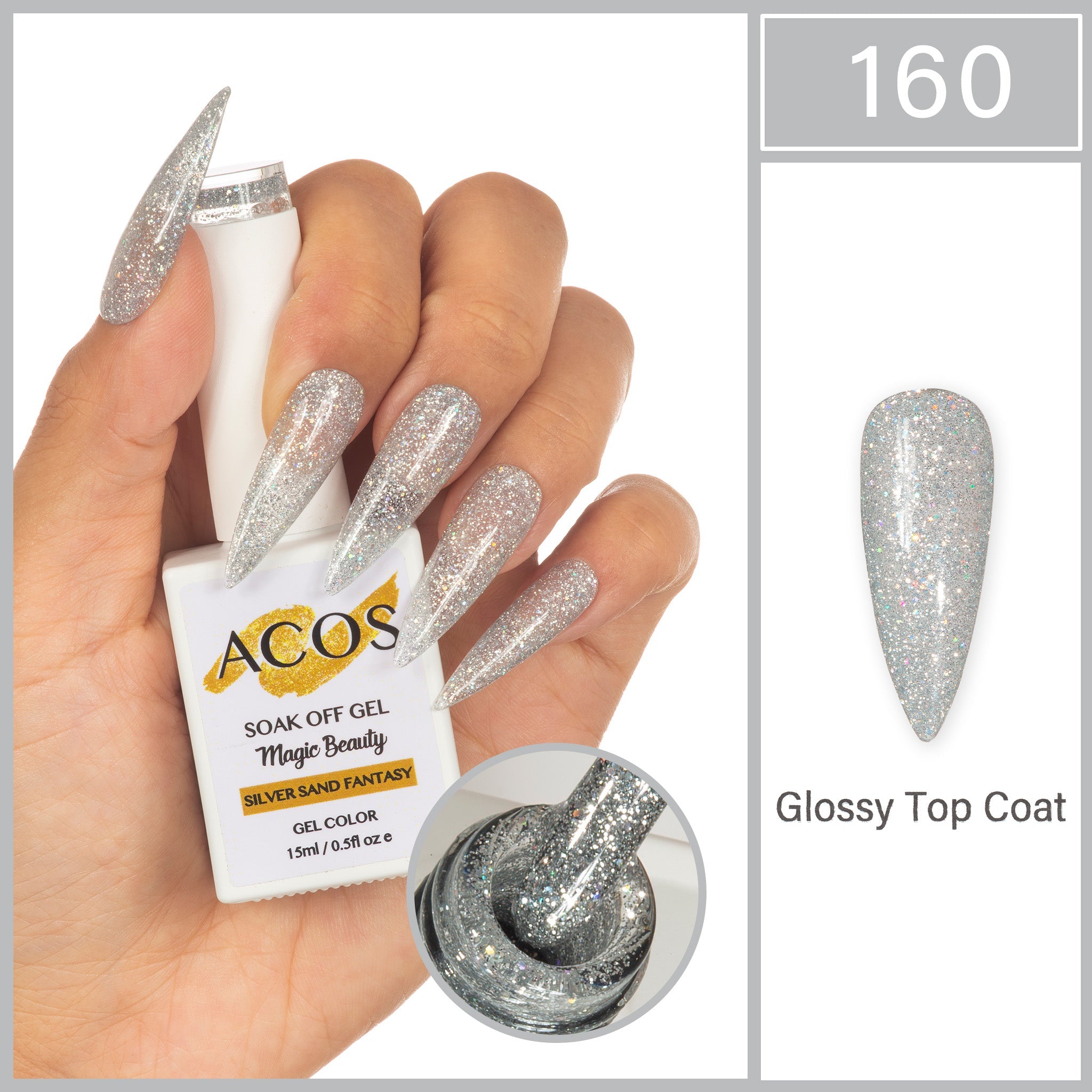 ACOS Magic Beauty Gel Polish Silver Sand Fantasy(160) - Lashmer