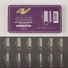 ACOS Soft Gel Nail Tips (Half Tip with lines) -Square (312pcs/box) - Lashmer