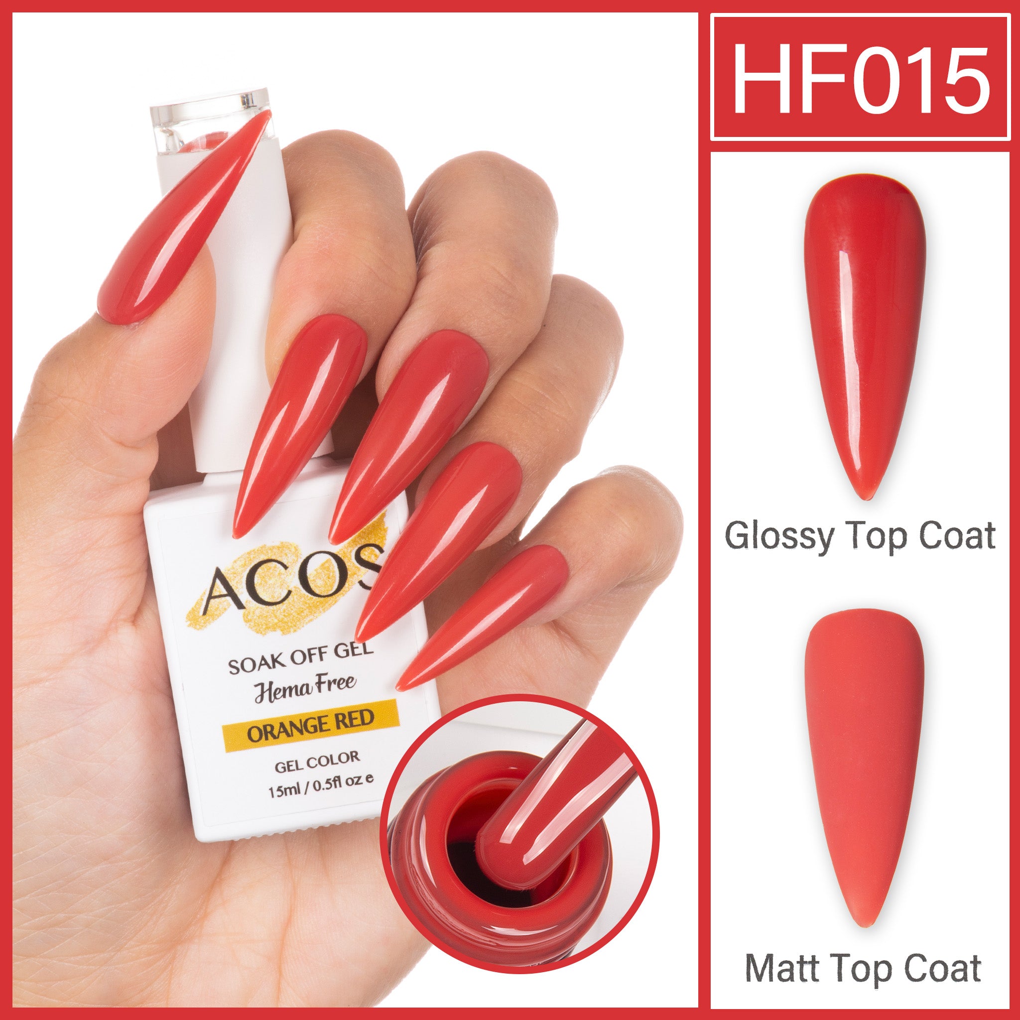 ACOS Hema Free Gel Colour ORANGE RED (015) - Lashmer
