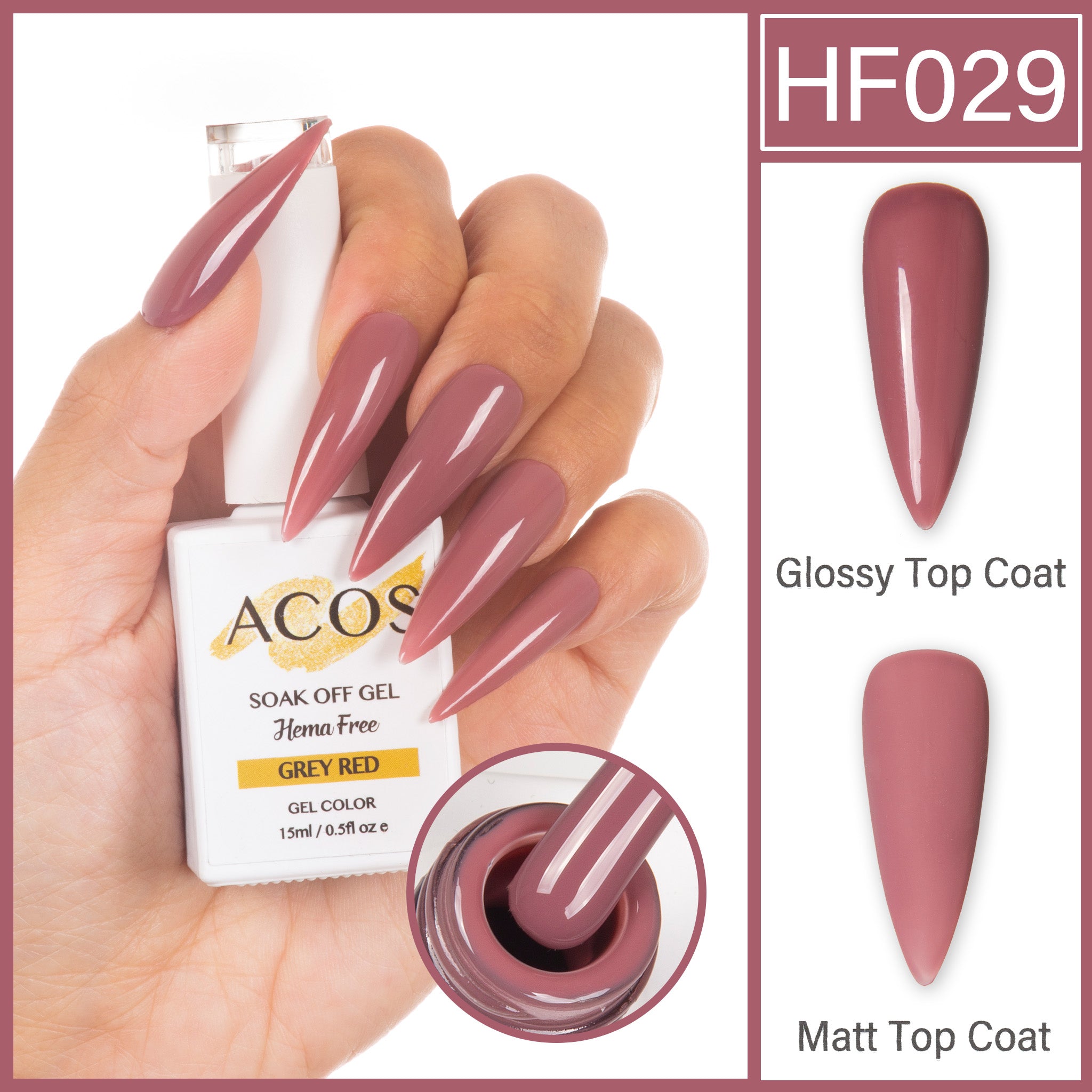 ACOS Hema Free Gel Colour GREY RED (029) - Lashmer