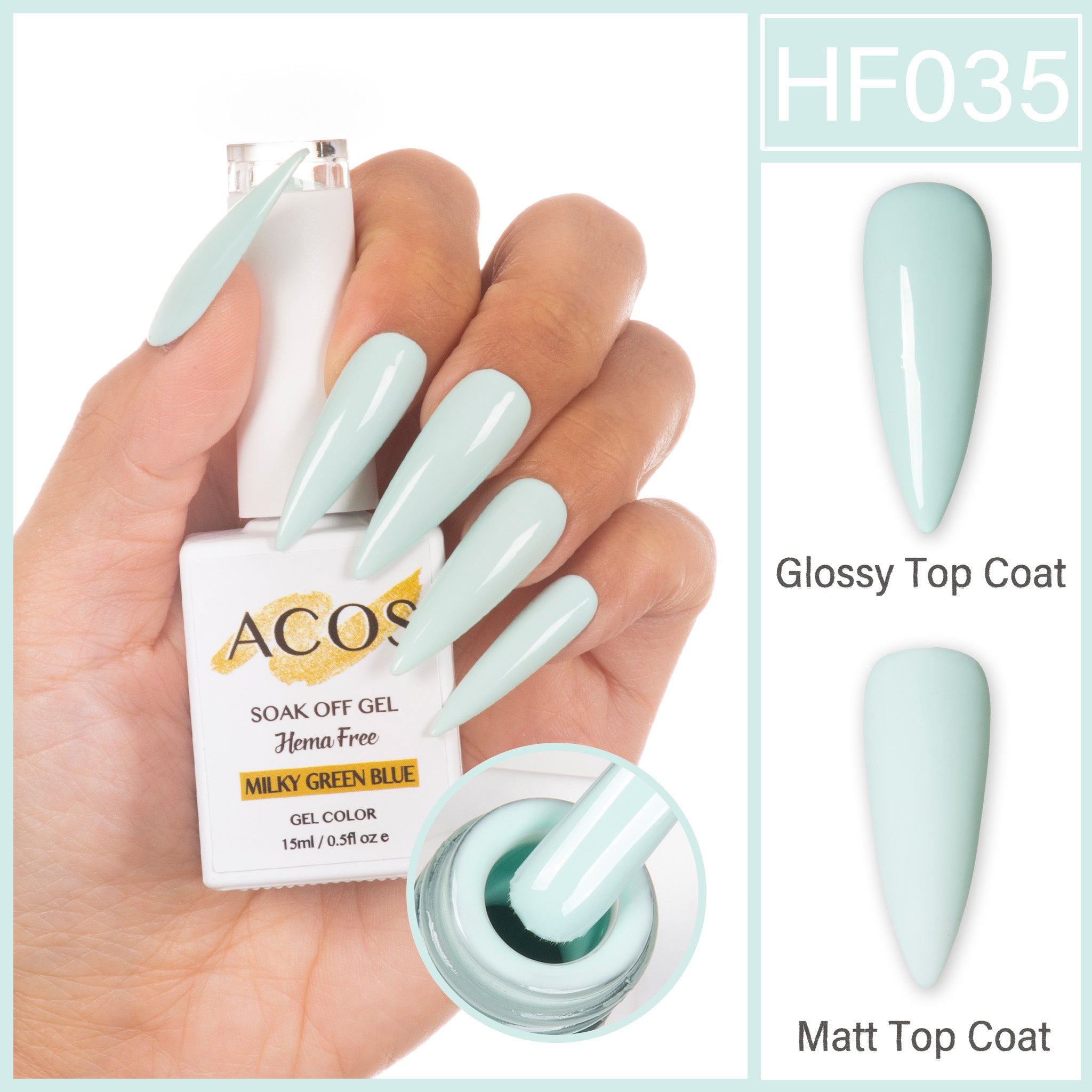 ACOS Hema Free Gel Colour MILKY GREEN BLUE (035) - Lashmer