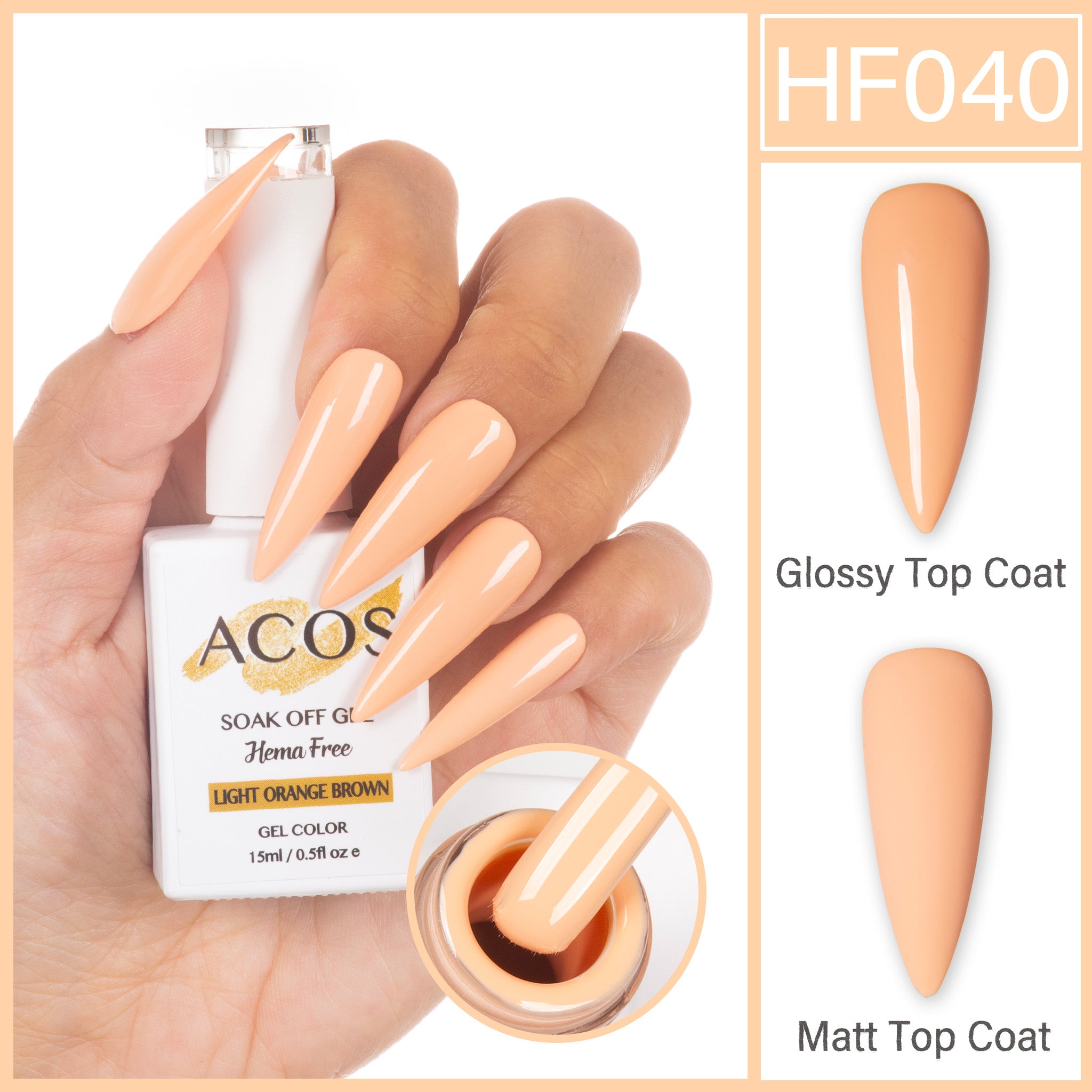 ACOS Hema Free Gel Colour LIGHT ORANGE BROWN (040) - Lashmer