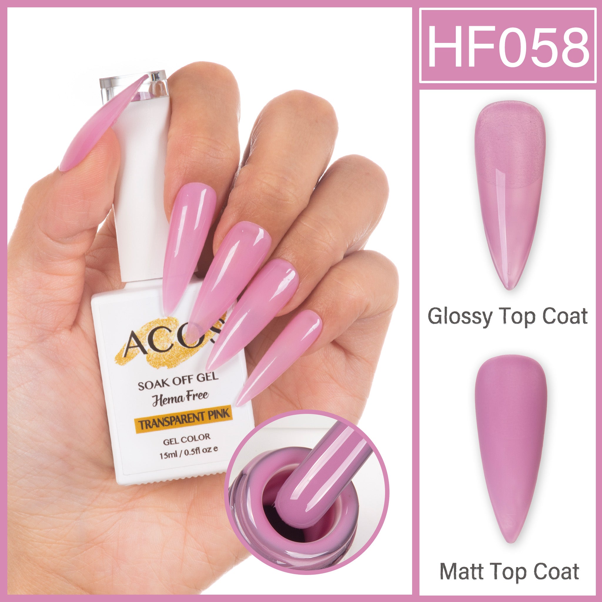 ACOS Hema Free Gel Colour TRANSPARENT PINK (058) - Lashmer