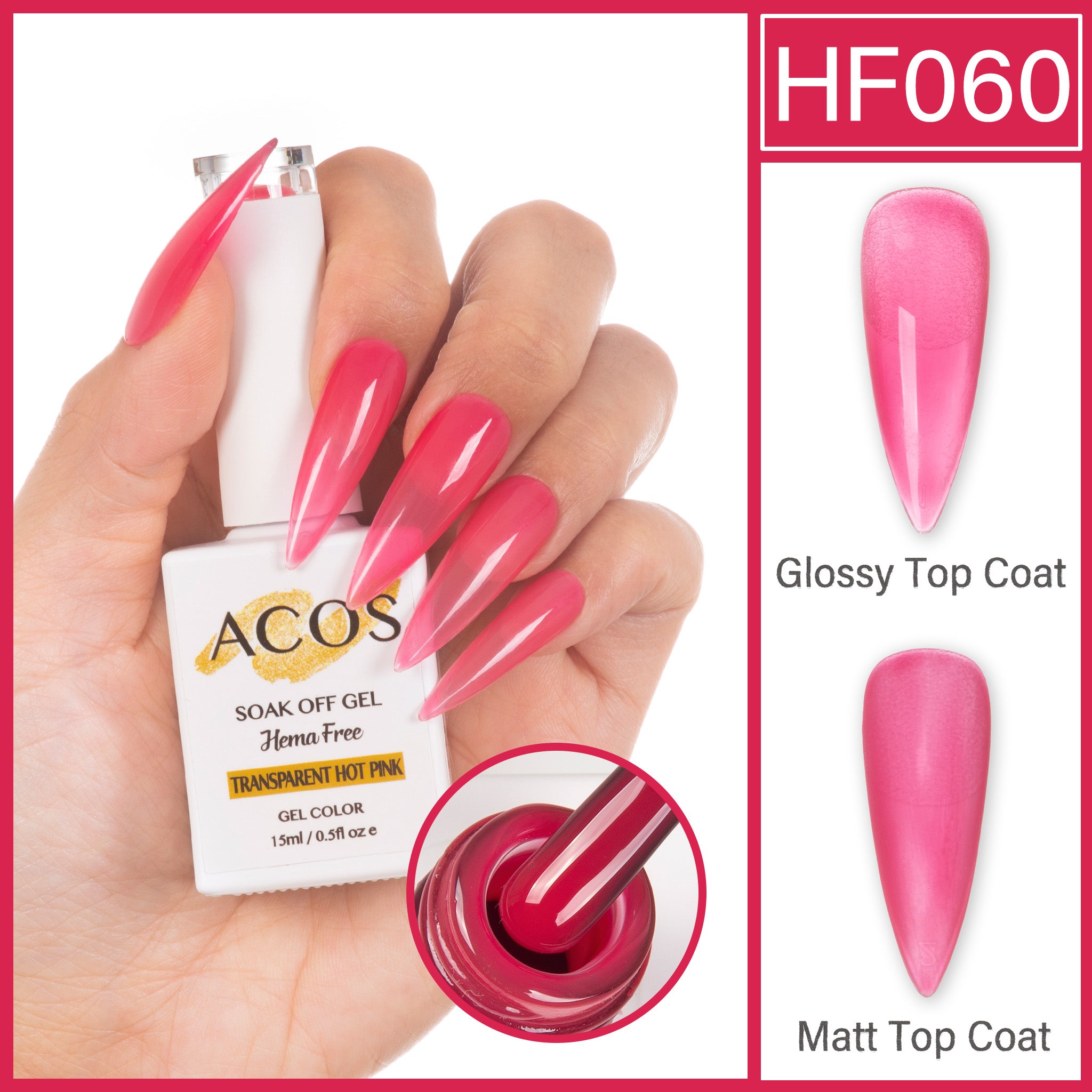 ACOS Hema Free Gel Colour TRANSPARENT HOT PINK (060) - Lashmer